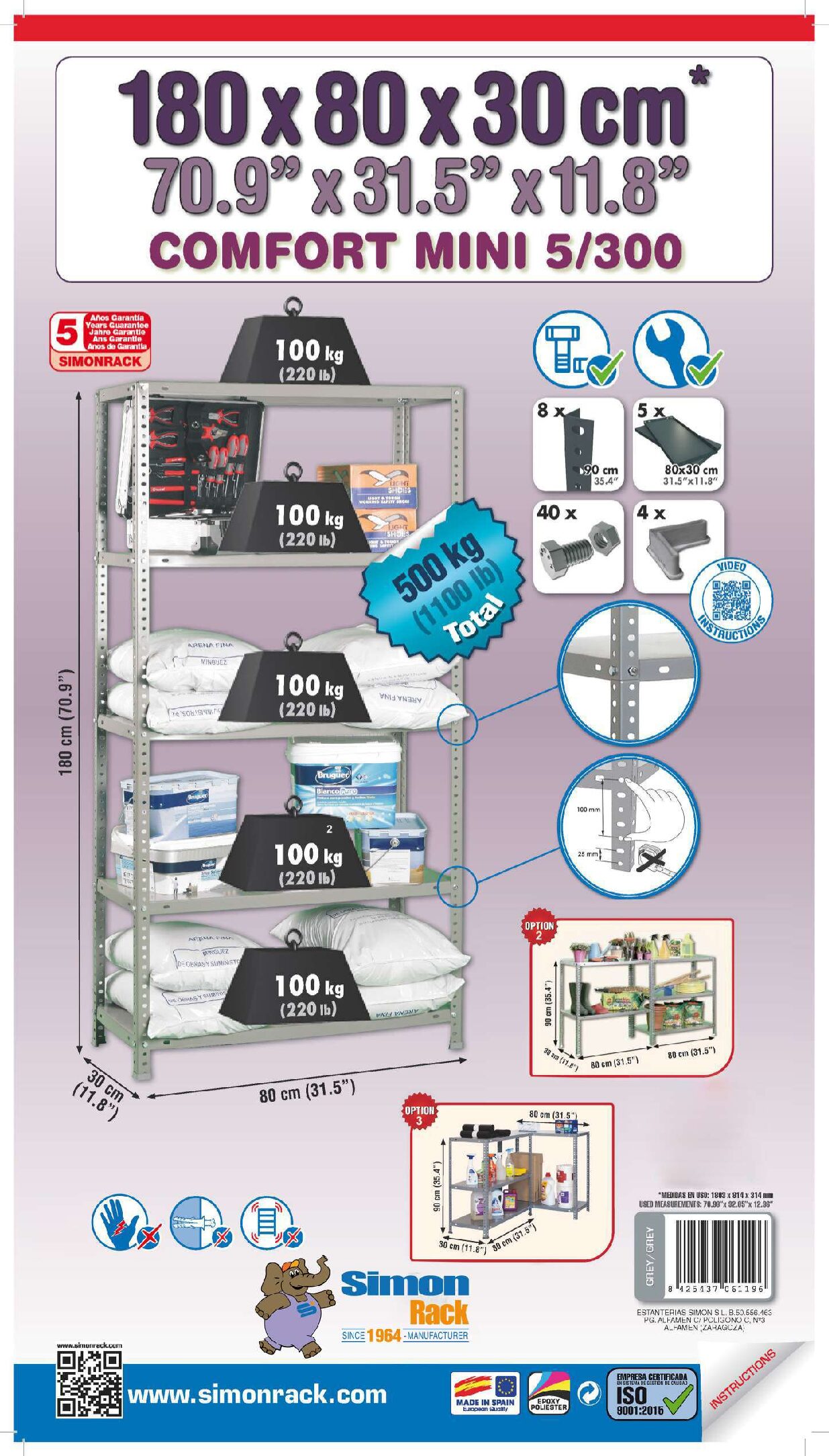 COMFORT MINI 5/300 GRIJS - Metalen stellingkast - Afbeelding 8
