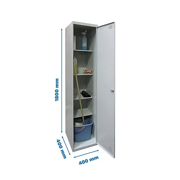 Metalen garagekast, 4 legborden, 1 deur, 1800x400x400 mm, Kantoorkast, Multifunctionele kast, afmetingen