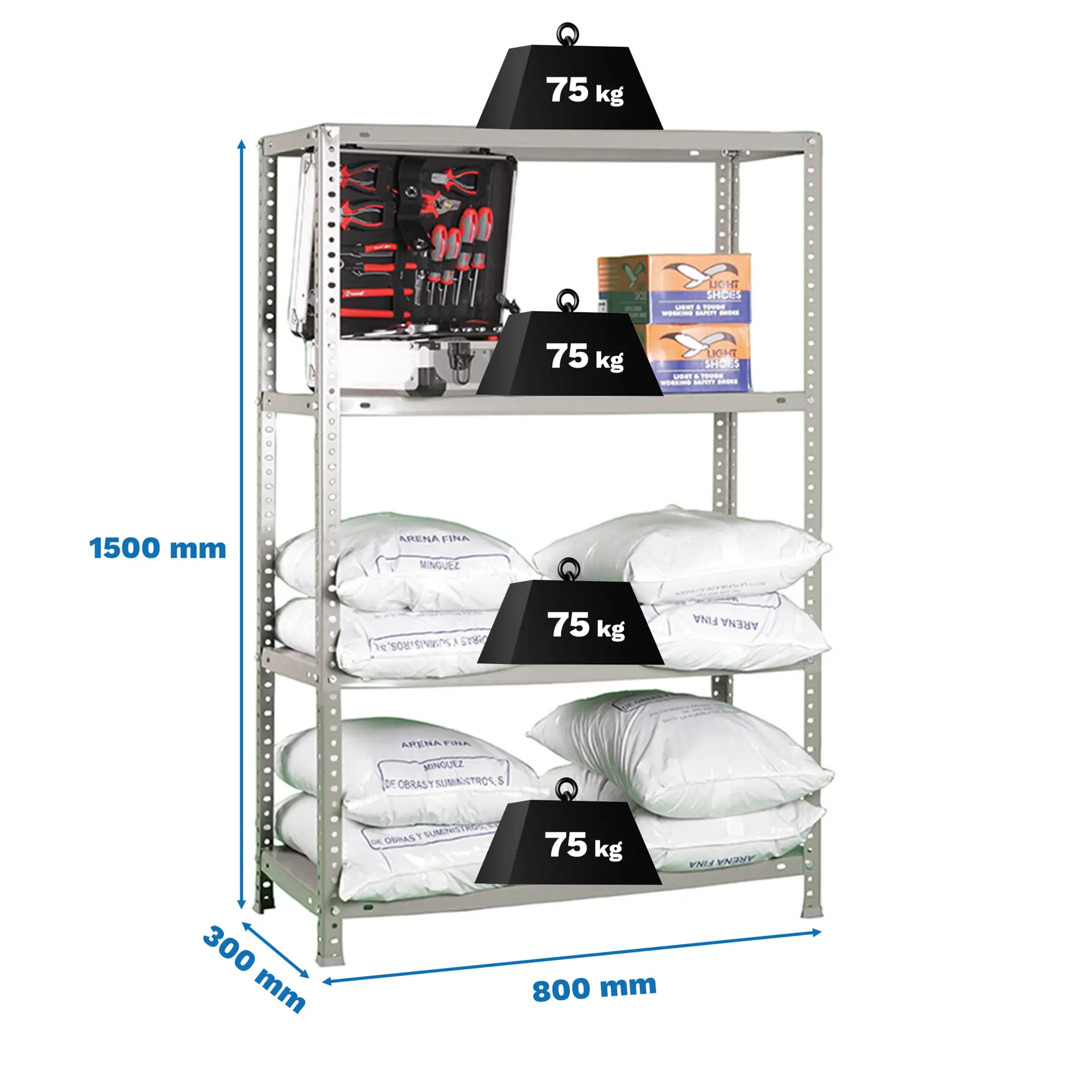 ADVANTAGE MINI 4/300 1500 GRIJS – Metalen stellingkast