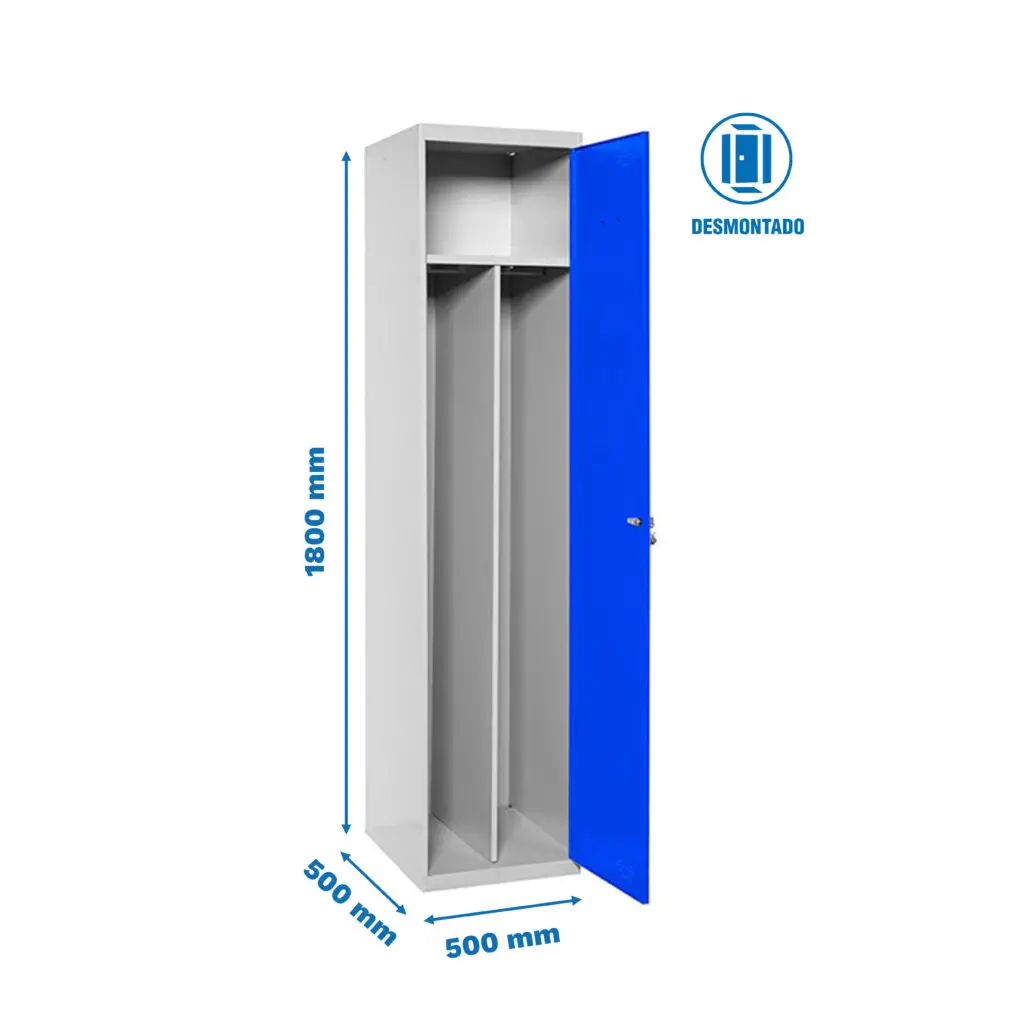 SIMONLOCKER PROF.DISM.SINGLE-DIV 1/1 500 INI GR/AZ - Metalen lockerkast
