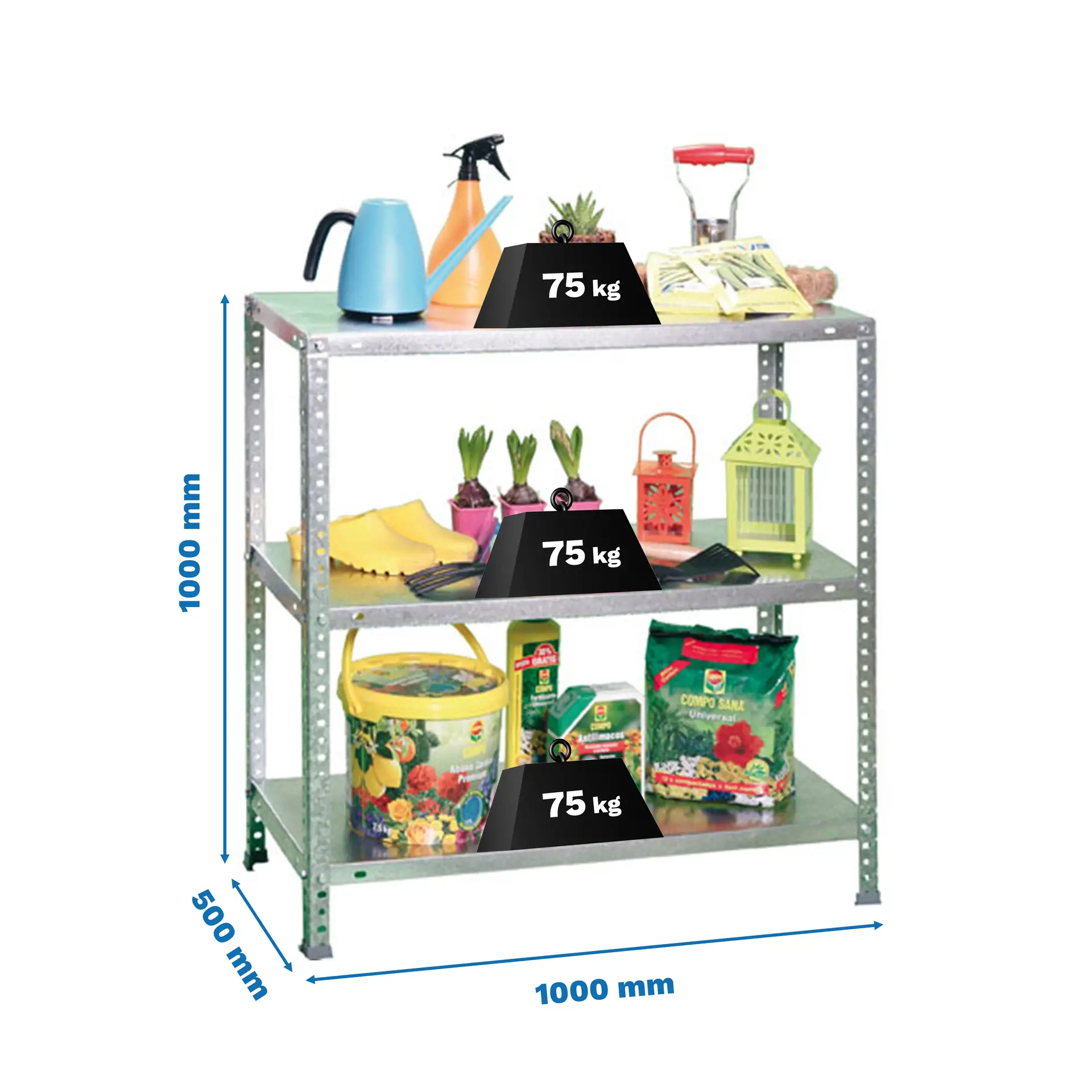 ADVANTAGE PLUS 3/500 1000 GEGALVANISEERD - Metalen stellingkast
