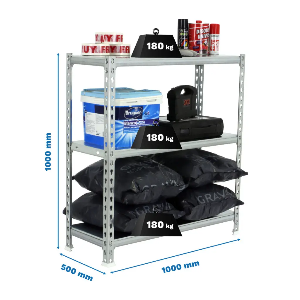 SIMONCLICK PLUS 3/500 1000 GEGALVANISEERD/GEGALVANISEERD - Metalen stellingkast
