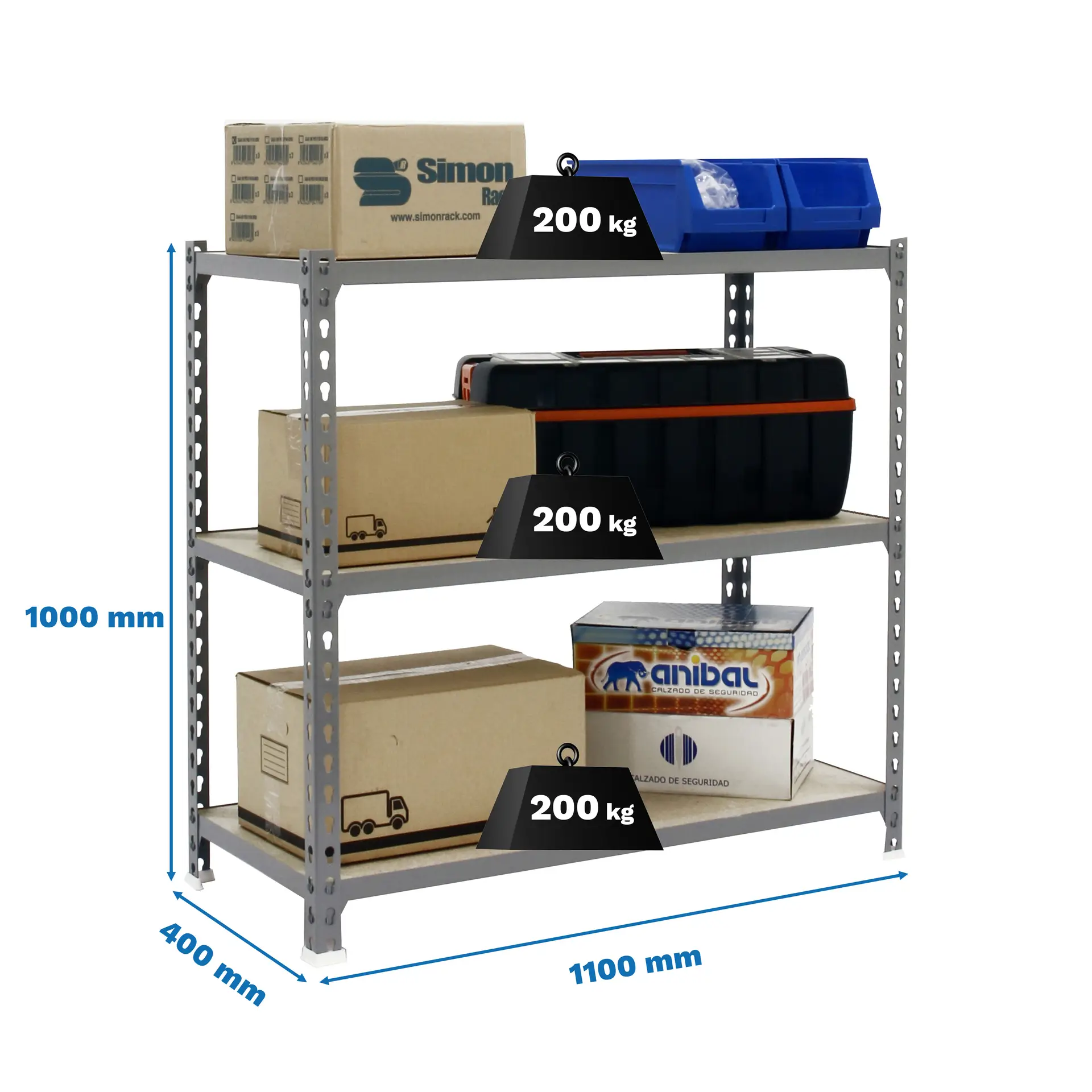MADERCLICK SUPERPLUS 3/400 1000 GRIJS/HOUT - Metalen stellingkast