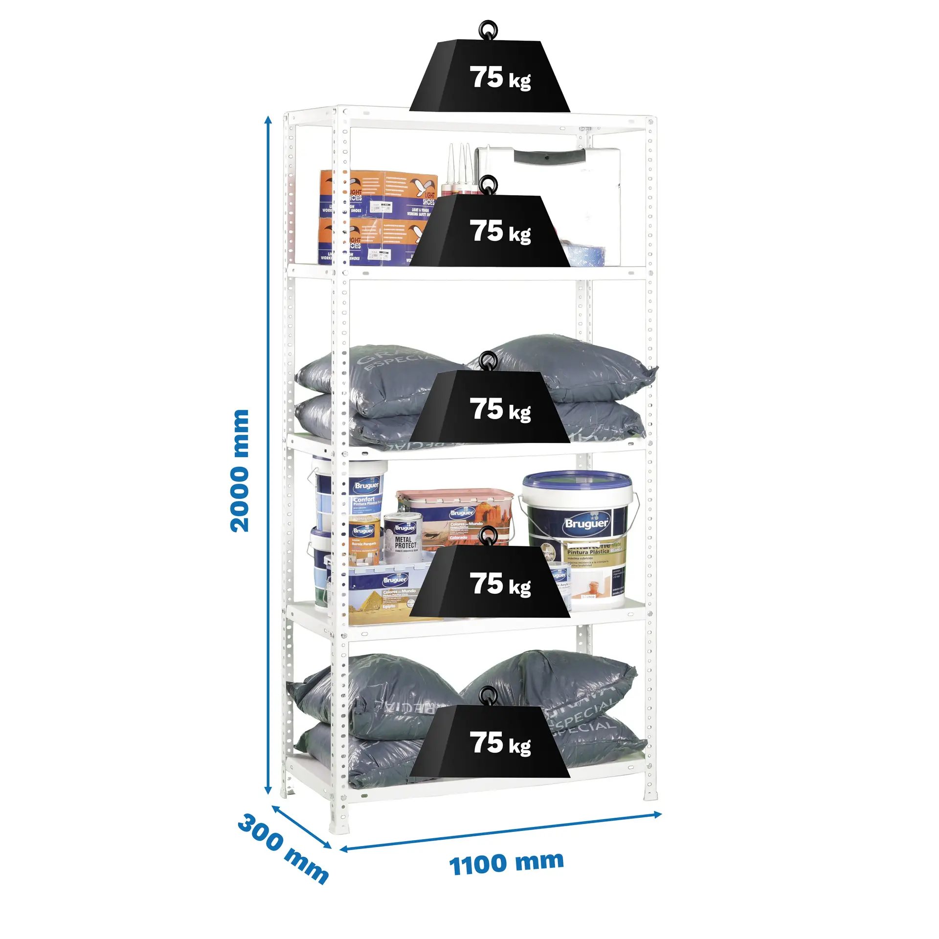 ADVANTAGE SUPERPLUS 5/300 WIT - Metalen stellingkast