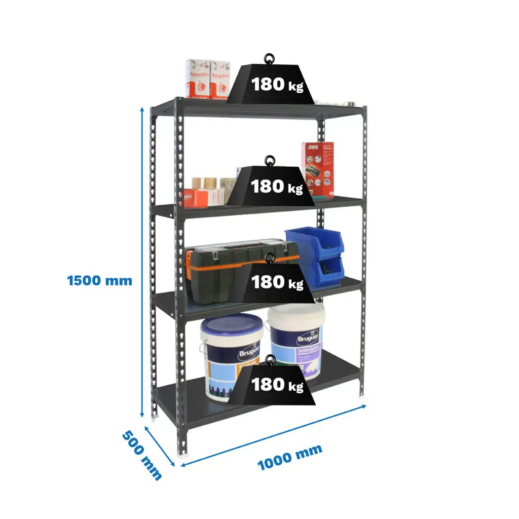 SIMONCLICK PLUS 4/500 1500 ANTRACIET/ANTRACIET - Metalen stellingkast