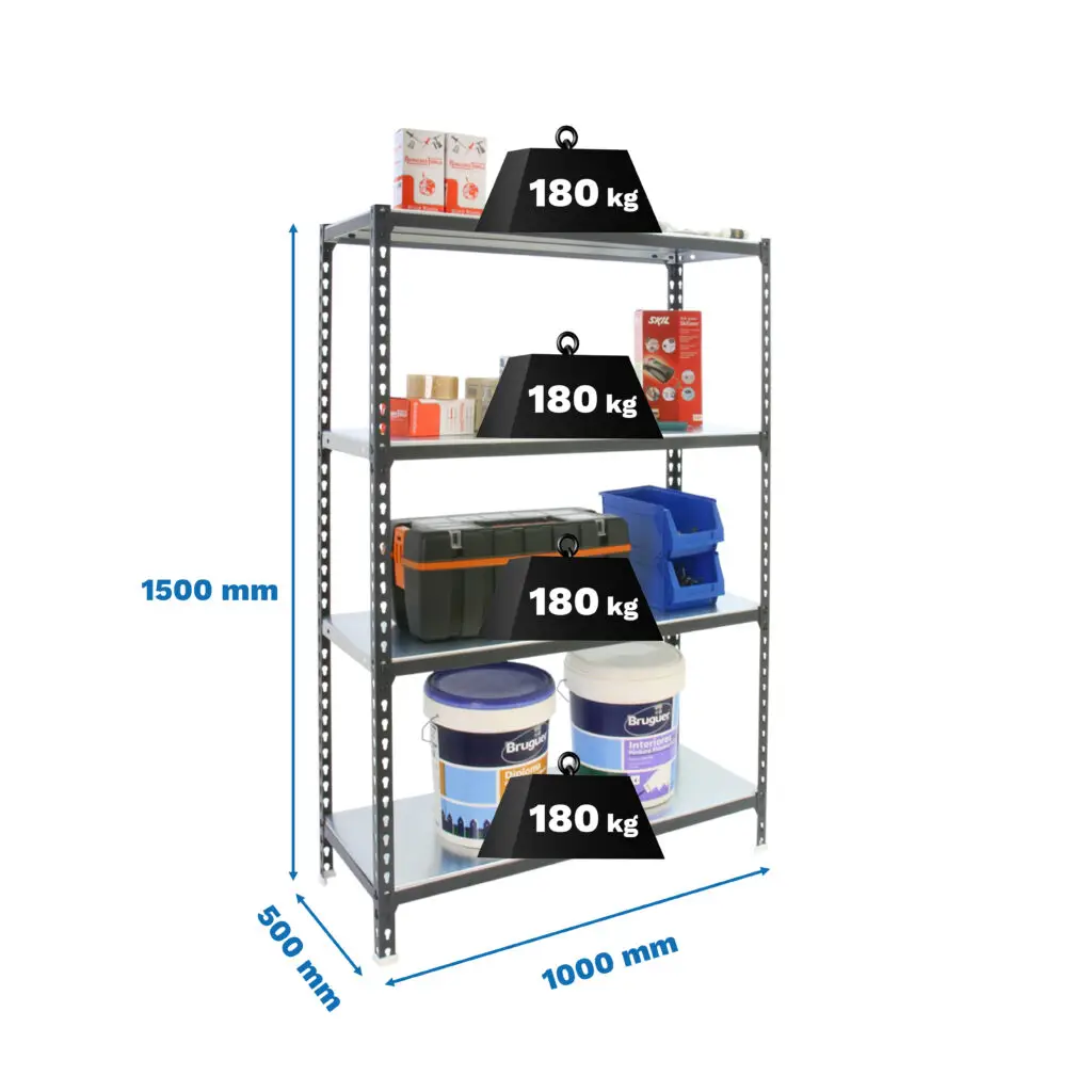 SIMONCLICK PLUS 4/500 1500 ANTRACIET/GEGALVANISEERD - Metalen stellingkast