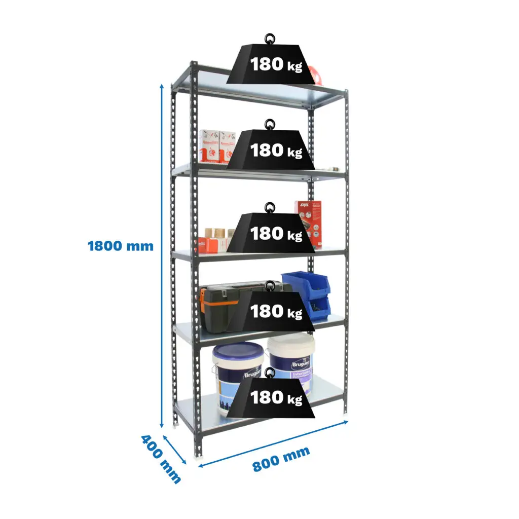 SIMONCLICK MINI 5/400 ANTRACIET/GEGALVANISEERD - Metalen stellingkast