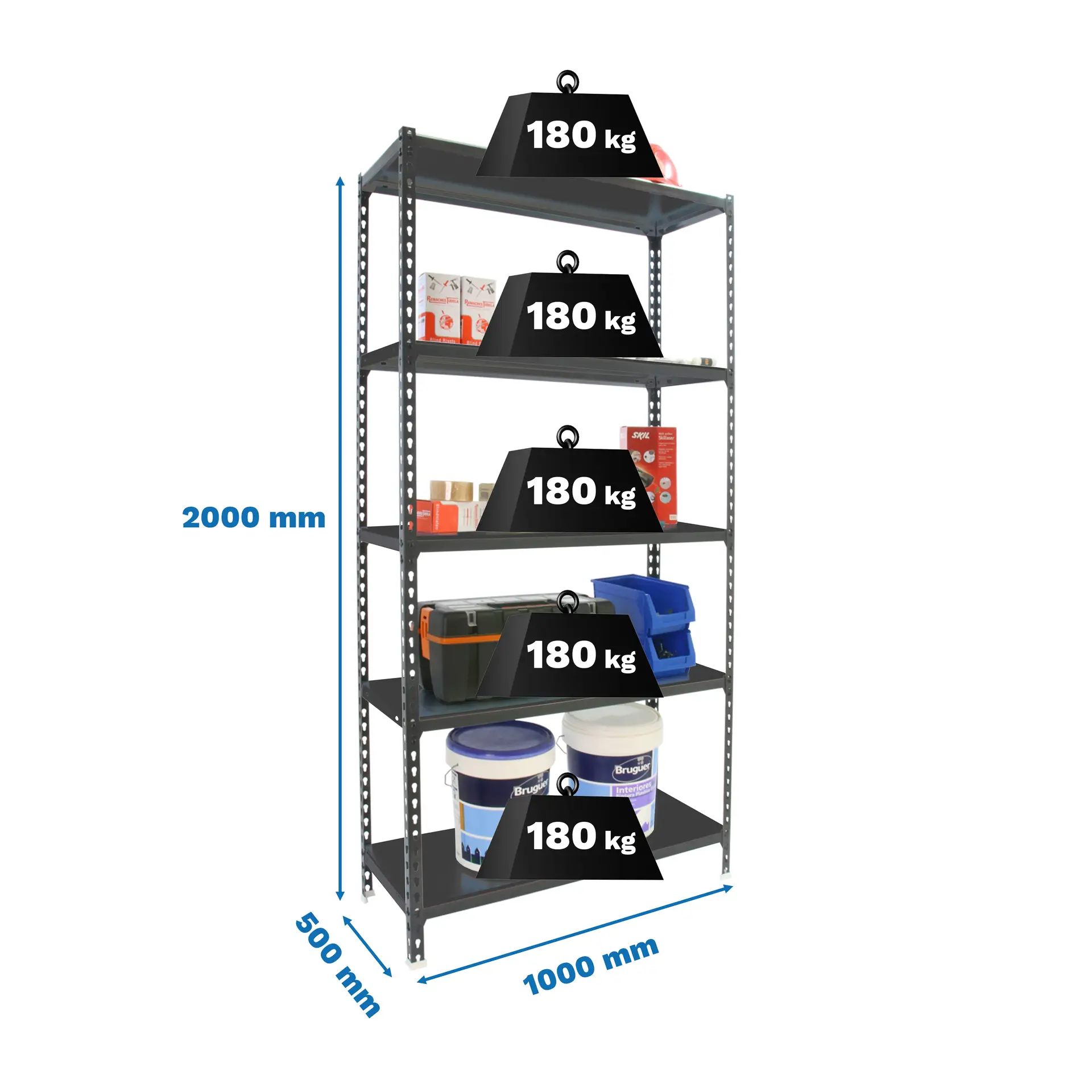 SIMONCLICK PLUS 5/500 ANTRACIET/ANTRACIET - Metalen stellingkast