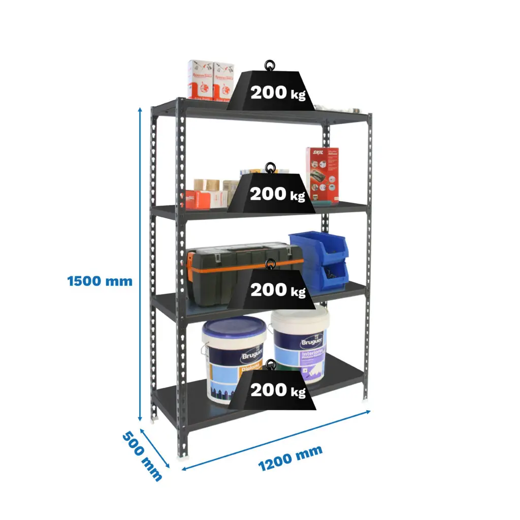 SIMONCLICK MEGAPLUS 4/500 1500 ANTRACIET/ANTRACIET - Metalen stellingkast