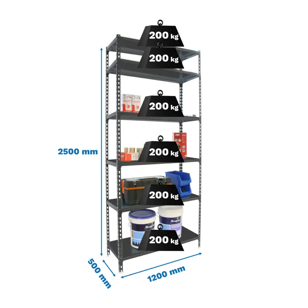 SIMONCLICK MEGAPLUS 6/500 2500 ANTRACIET/ANTRACIET - Metalen stellingkast