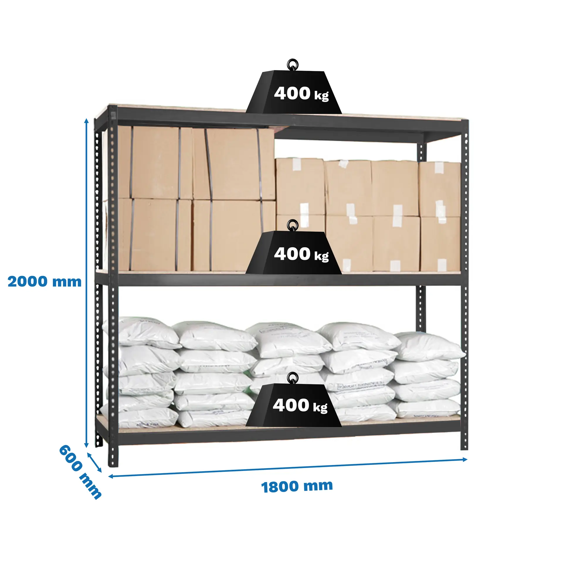 ECOFORTE 1806-3 CHIPBOARD ANTRACIET/HOUT - Industriële stellingkast