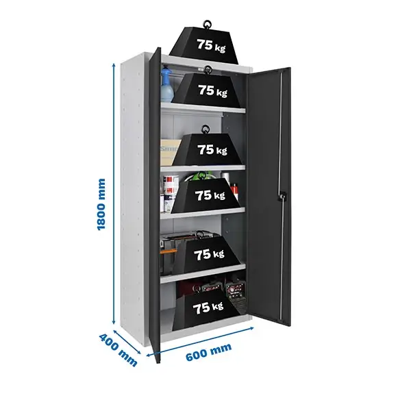 SIMONLOCKER PROF.DISM.MULTI. 180X60X40 2/4 GR/AN - Metalen garagekast