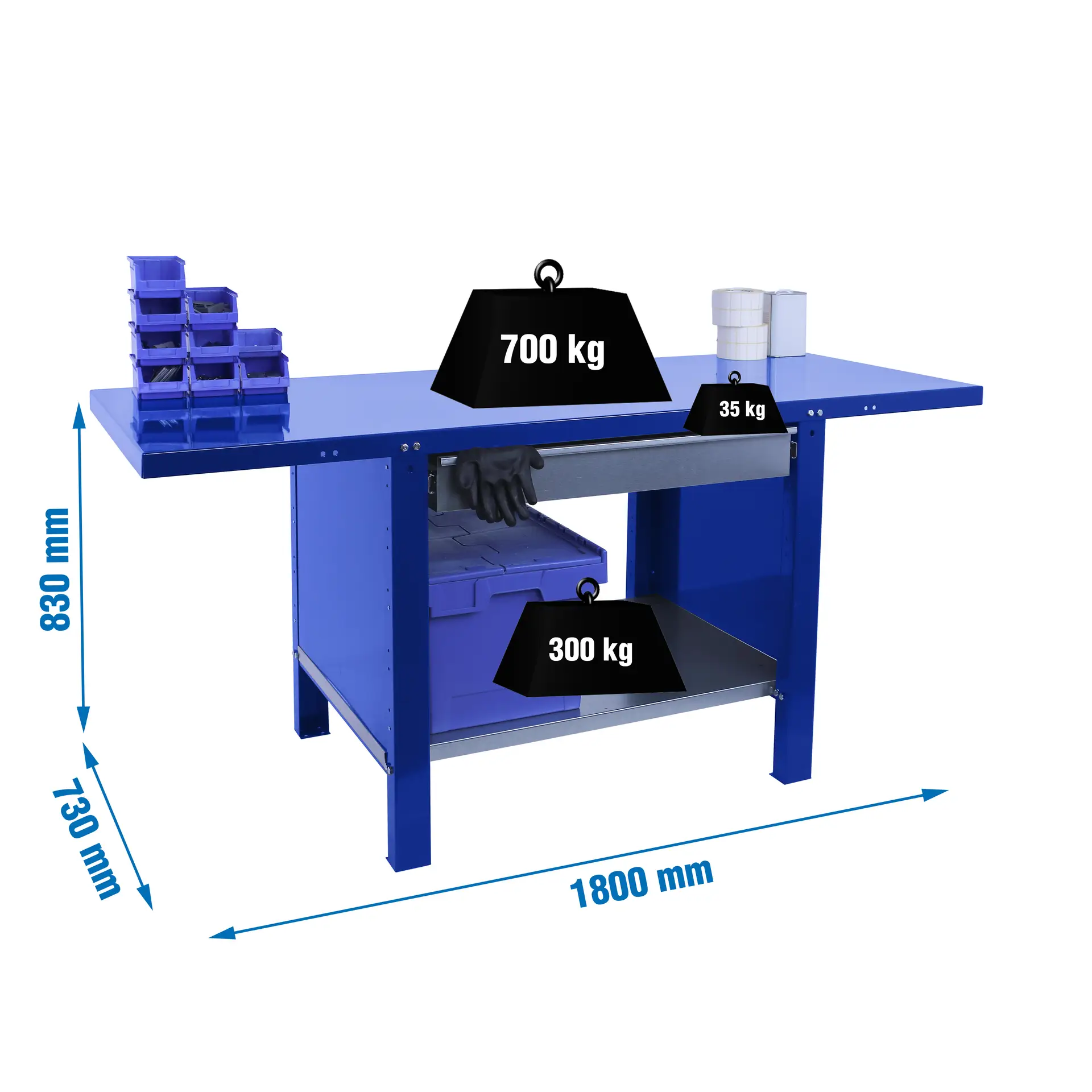 SIMONWORK BT6 PRO METAL 1BOX 1800 BLAUW - Industriële werkbank