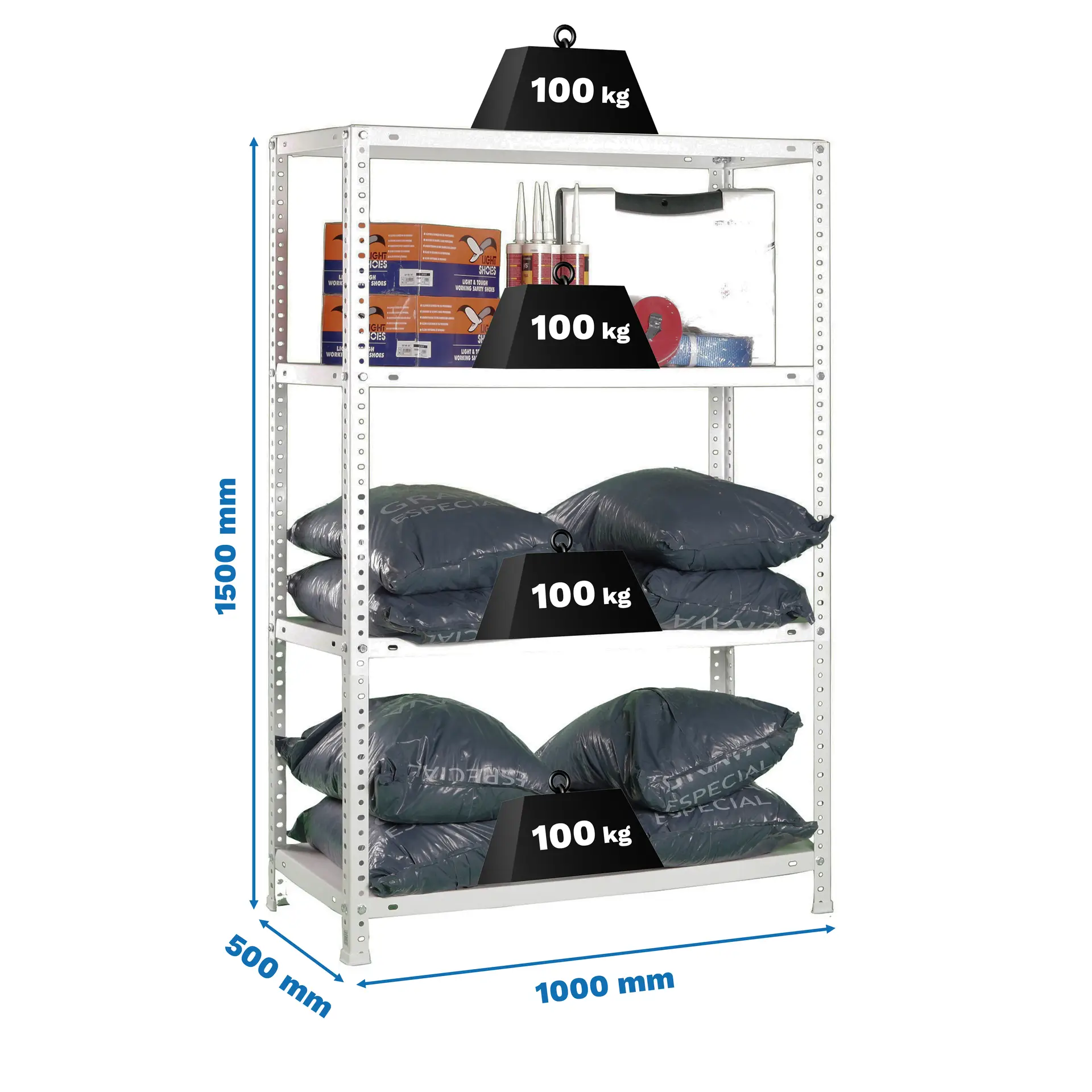 COMFORT PLUS 4/500 GEGALVANISEERD - Metalen stellingkast