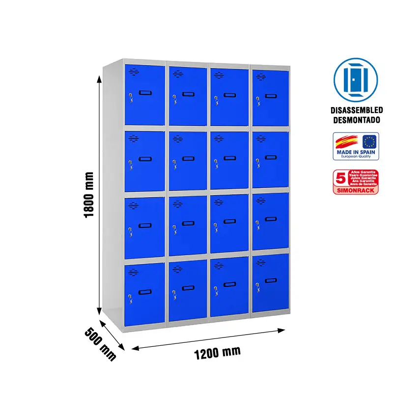 SIMONLOCKER DESM. 4 PUERTAS 4/16 300 (1200) GR/AZ - Metalen lockerkast