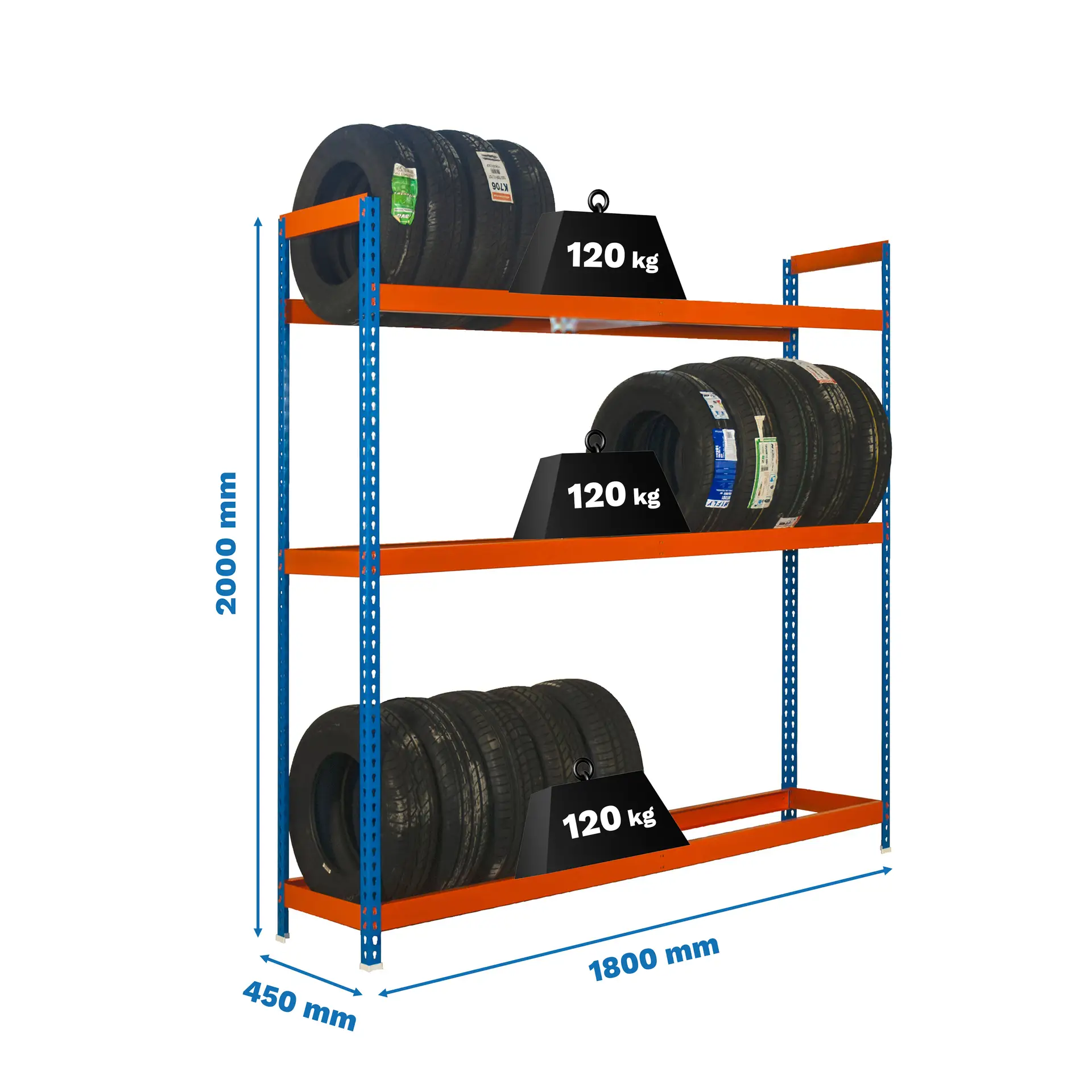 AUTOFORTE 1804-3 BLAUW/ORANJE - Bandenrek