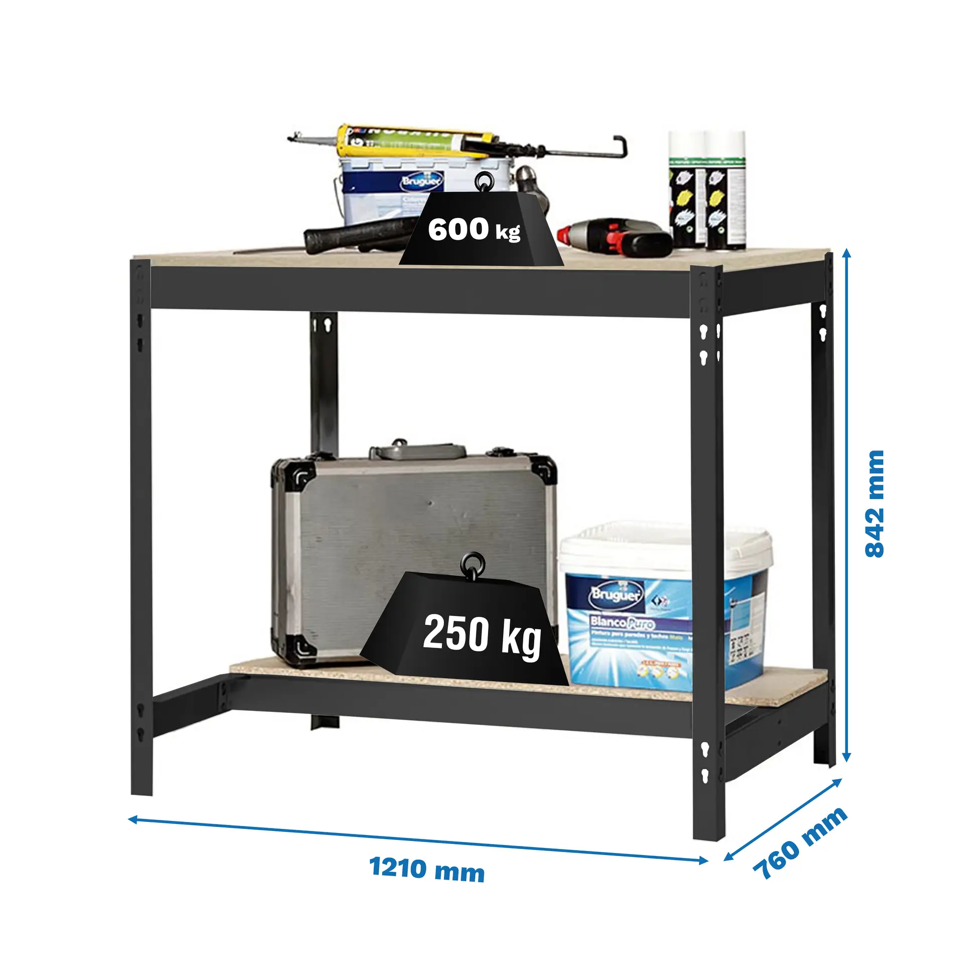 SIMONWORK BT0 1200X750 ANTRACIET/HOUT - Werktafel