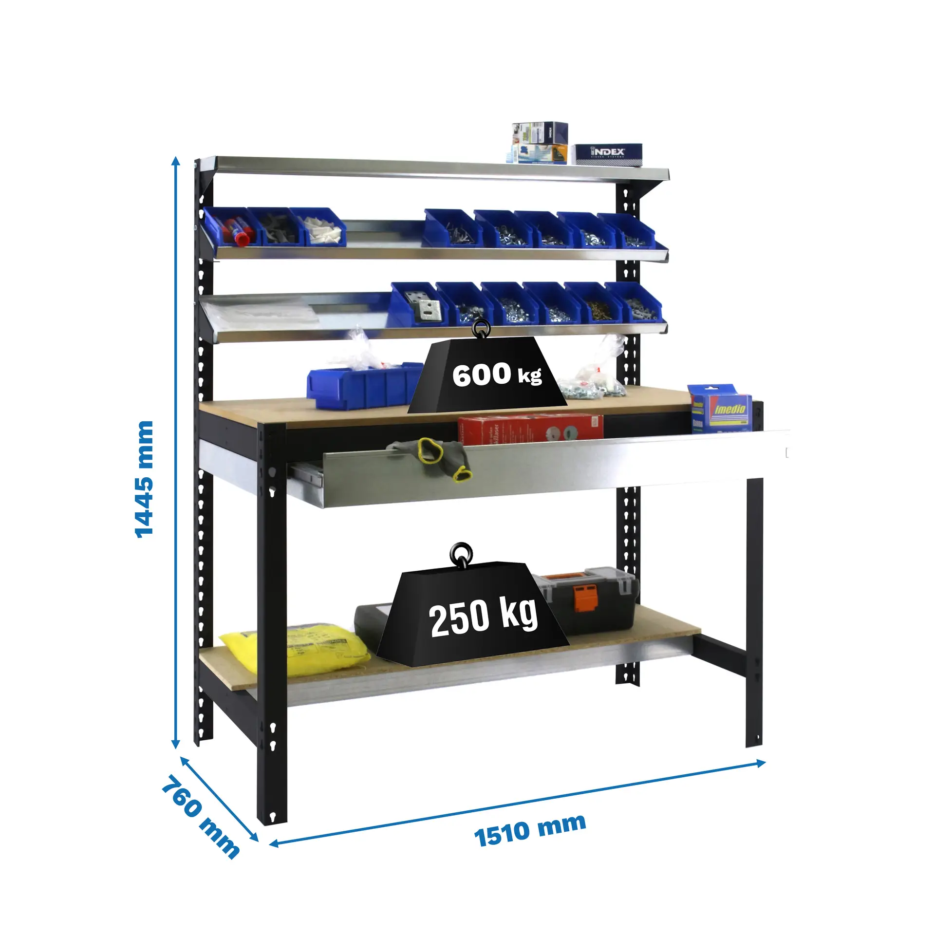 SIMONWORK BT1 BOX 1500 ANTRACIET/HOUT - Werkbank