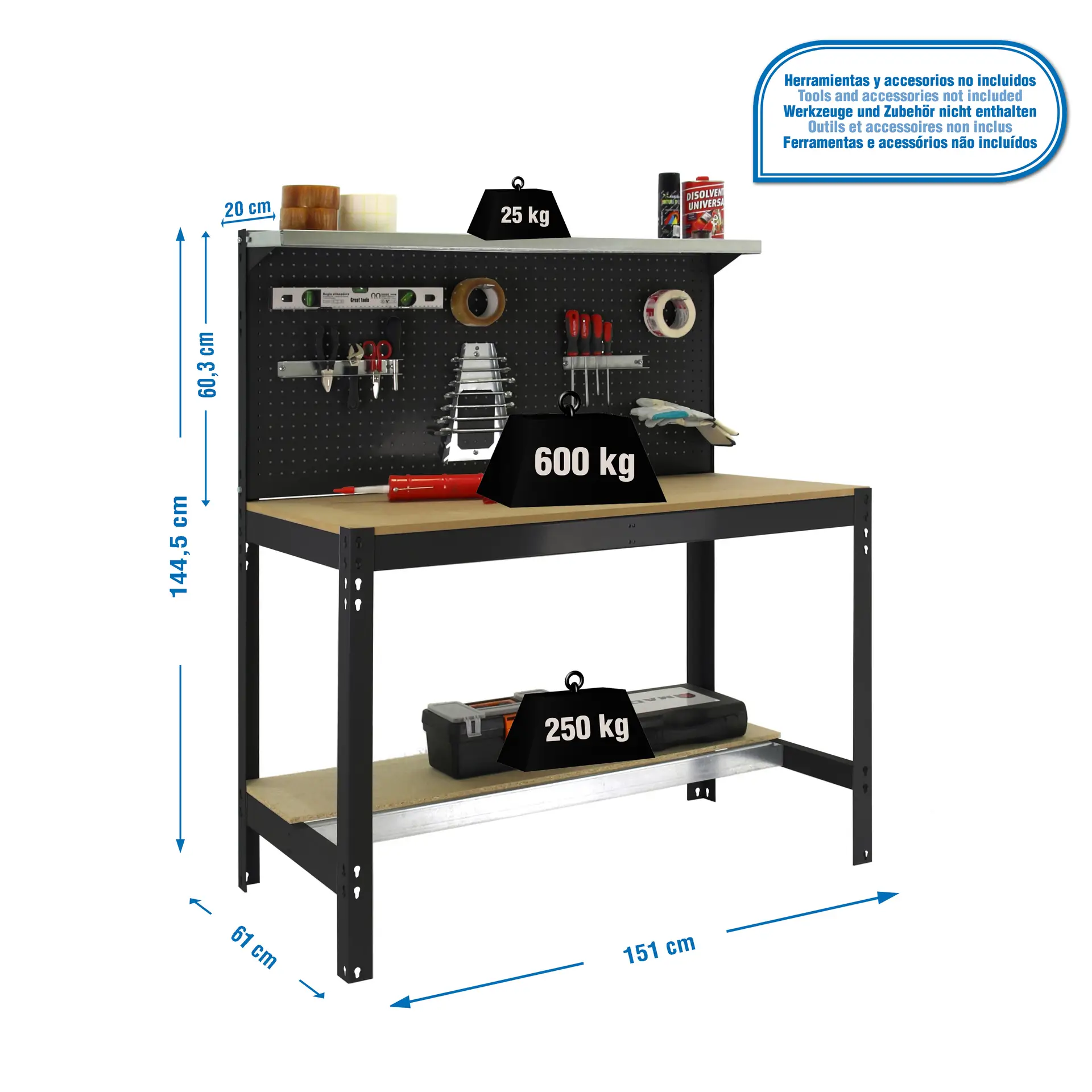 SIMONWORK BT3 1500 ANTRACIET/HOUT - Werkbank