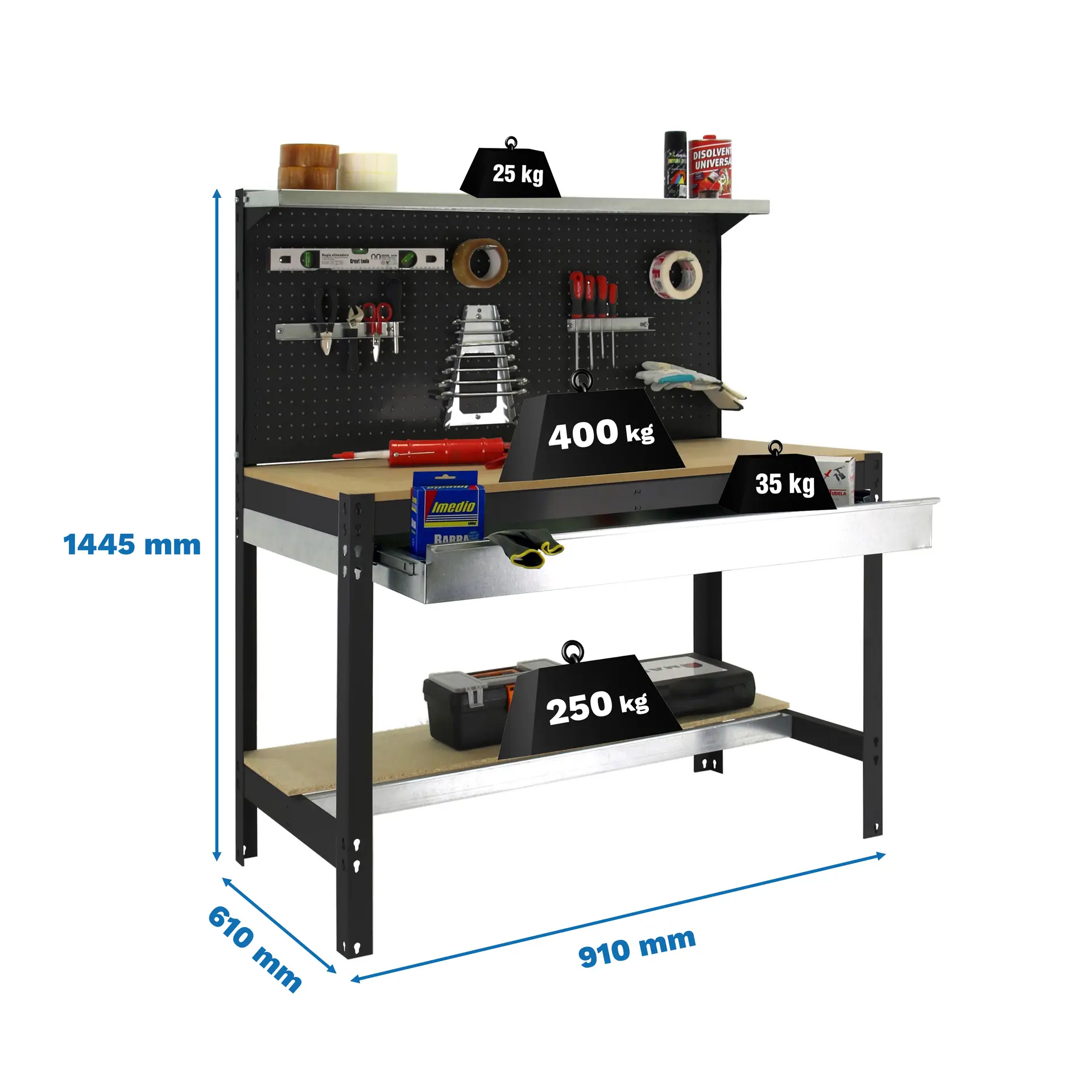 SIMONWORK BT3 BOX 900 ANTRACIET/HOUT - Werkbank