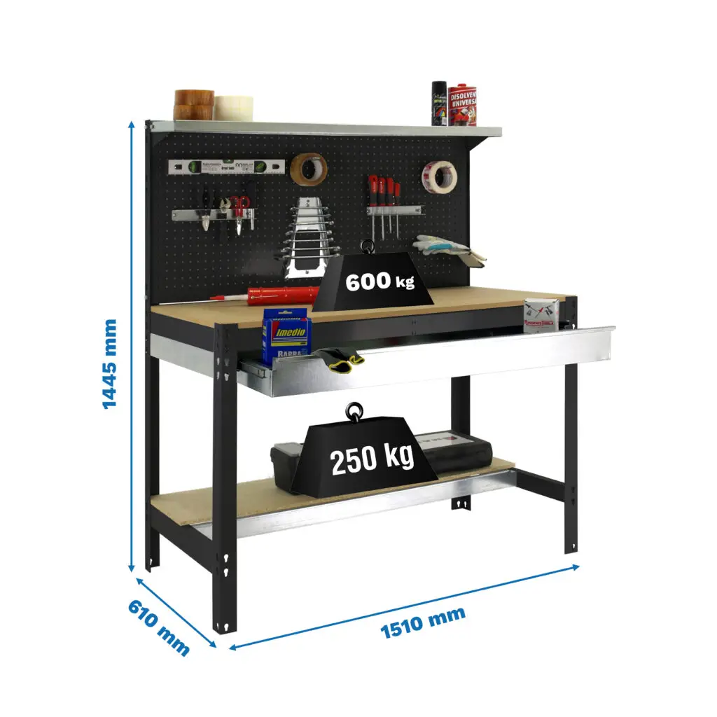 SIMONWORK BT3 BOX 1500 ANTRACIET/HOUT - Werkbank