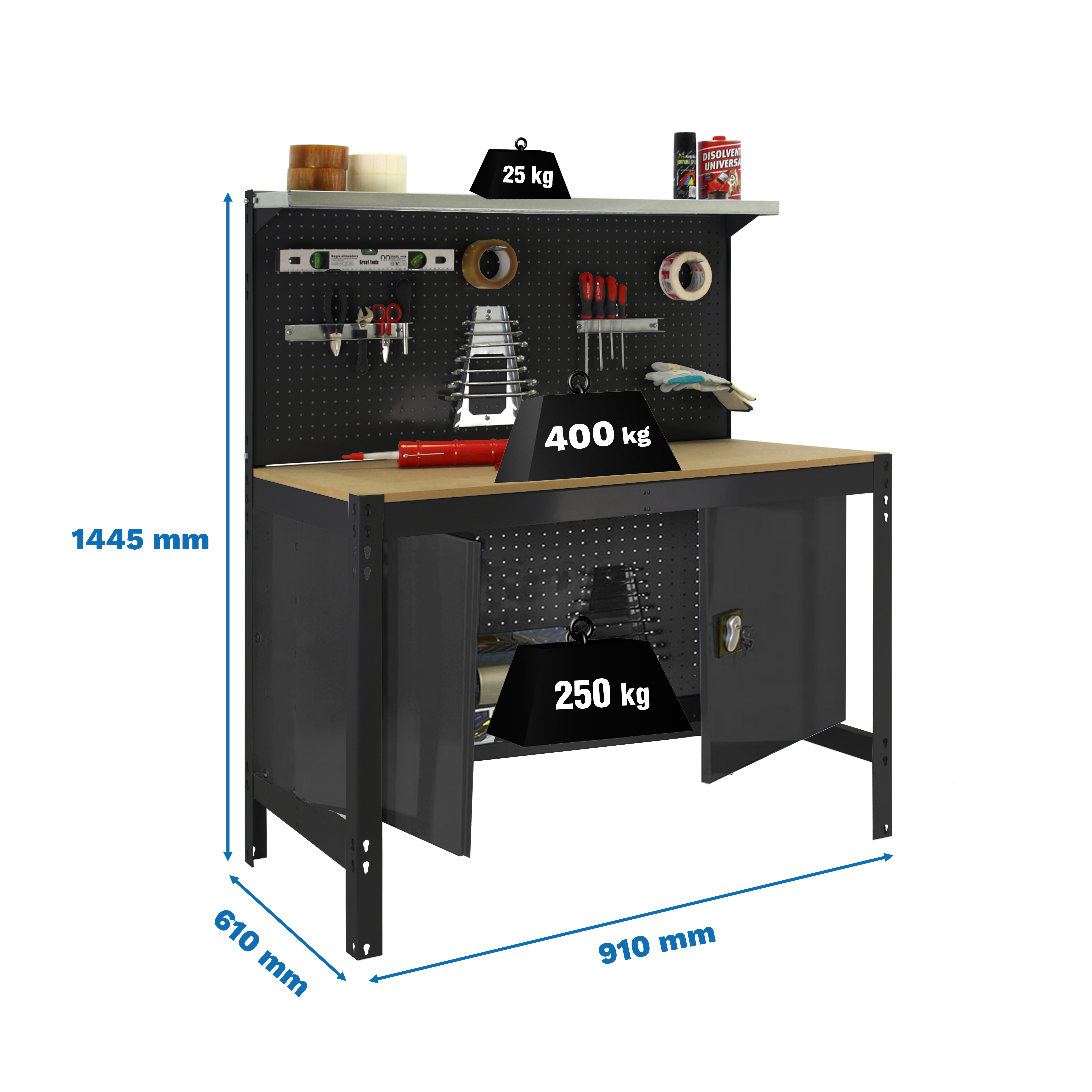 SIMONWORK BT3 CABINET 900 ANTRACIET/HOUT - Werkbank