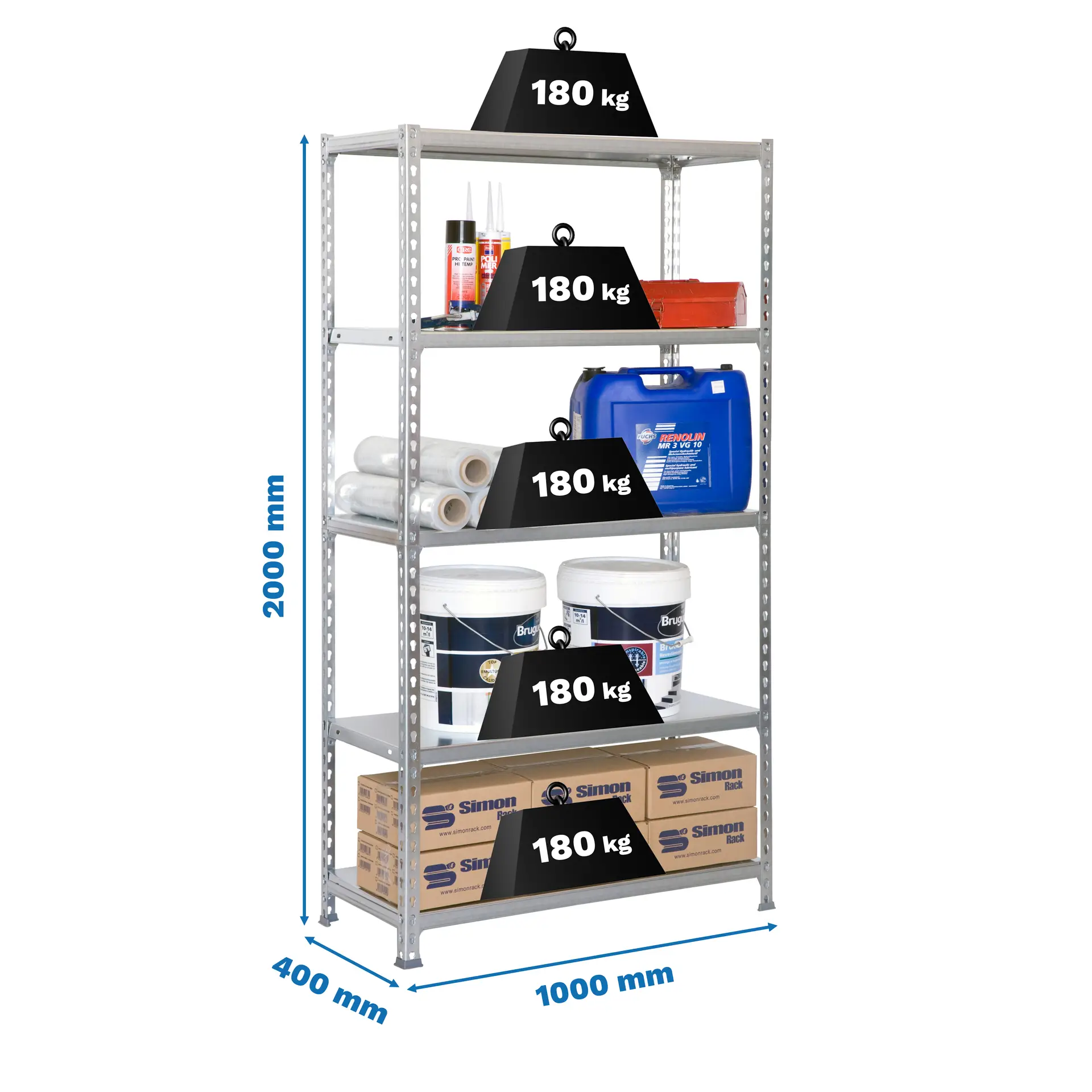 SIMONCLICK PLUS 5/400 GRIJS/GEGALVANISEERD - Metalen stellingkast