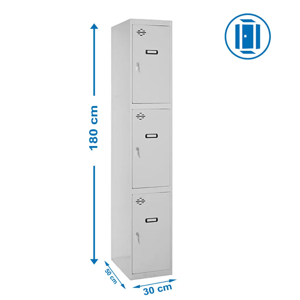 SIMONLOCKER PROF.DISM.3 PUERTA 1/3 300 IN GRIJS - Metalen lockerkast