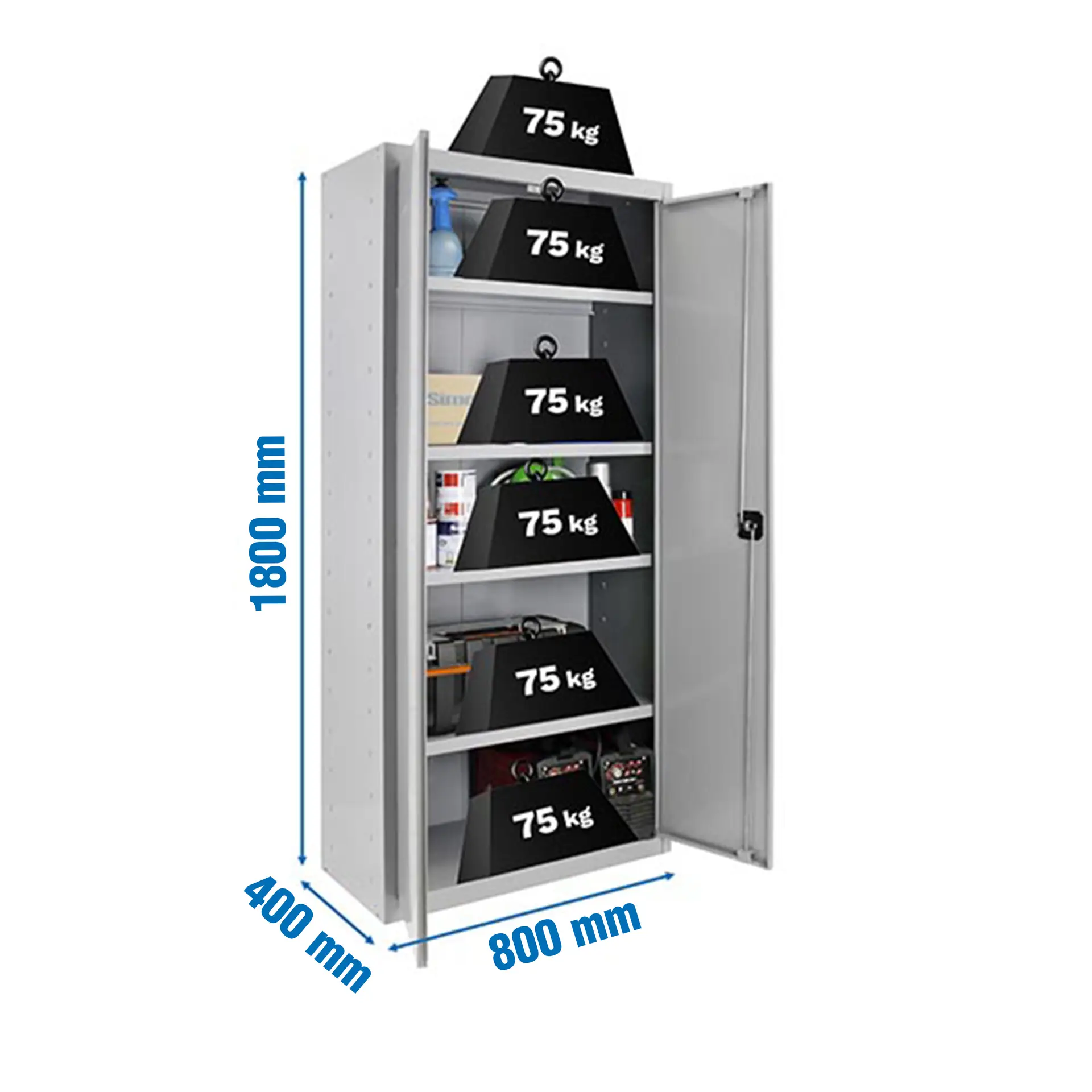 SIMONLOCKER DIY MULTIUSO 180X80X40 2/4 GRIJS - Metalen garagekast