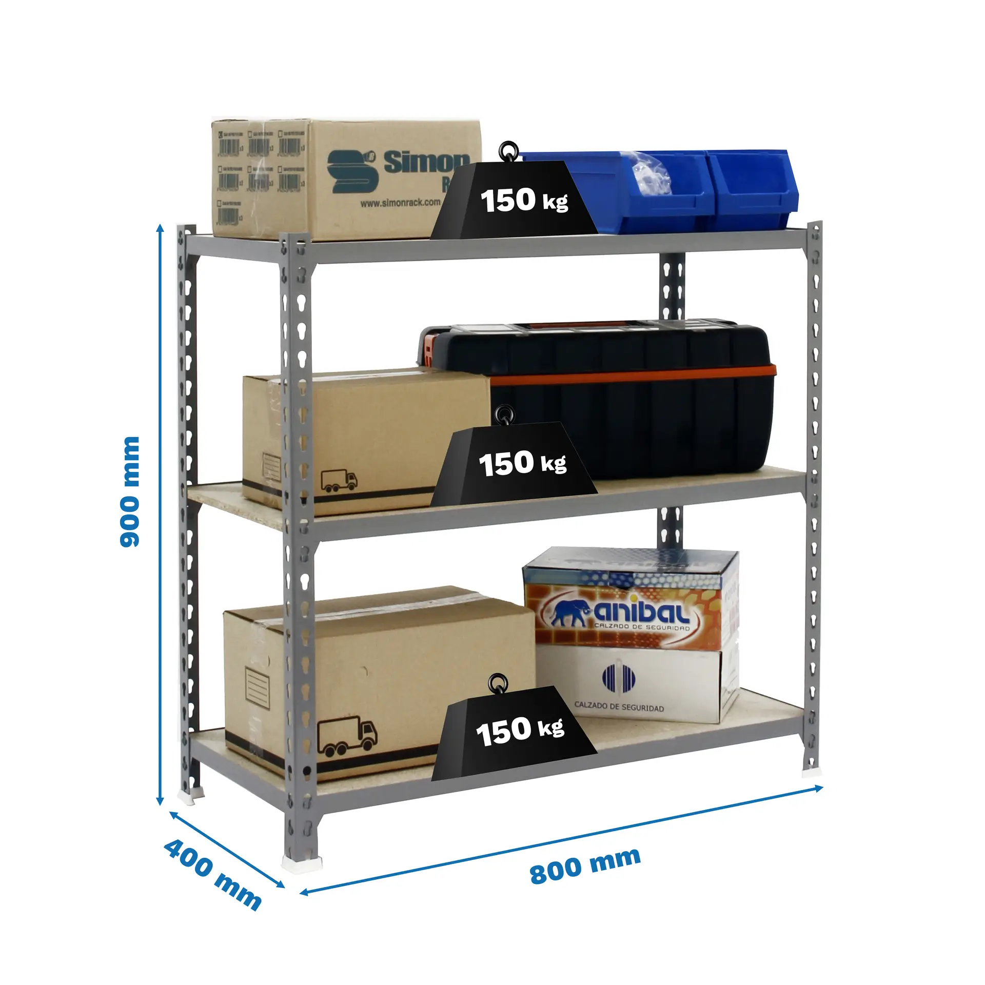 MADERCLICK MINI 3/400 900 GRIJS/HOUT - Metalen stellingkast