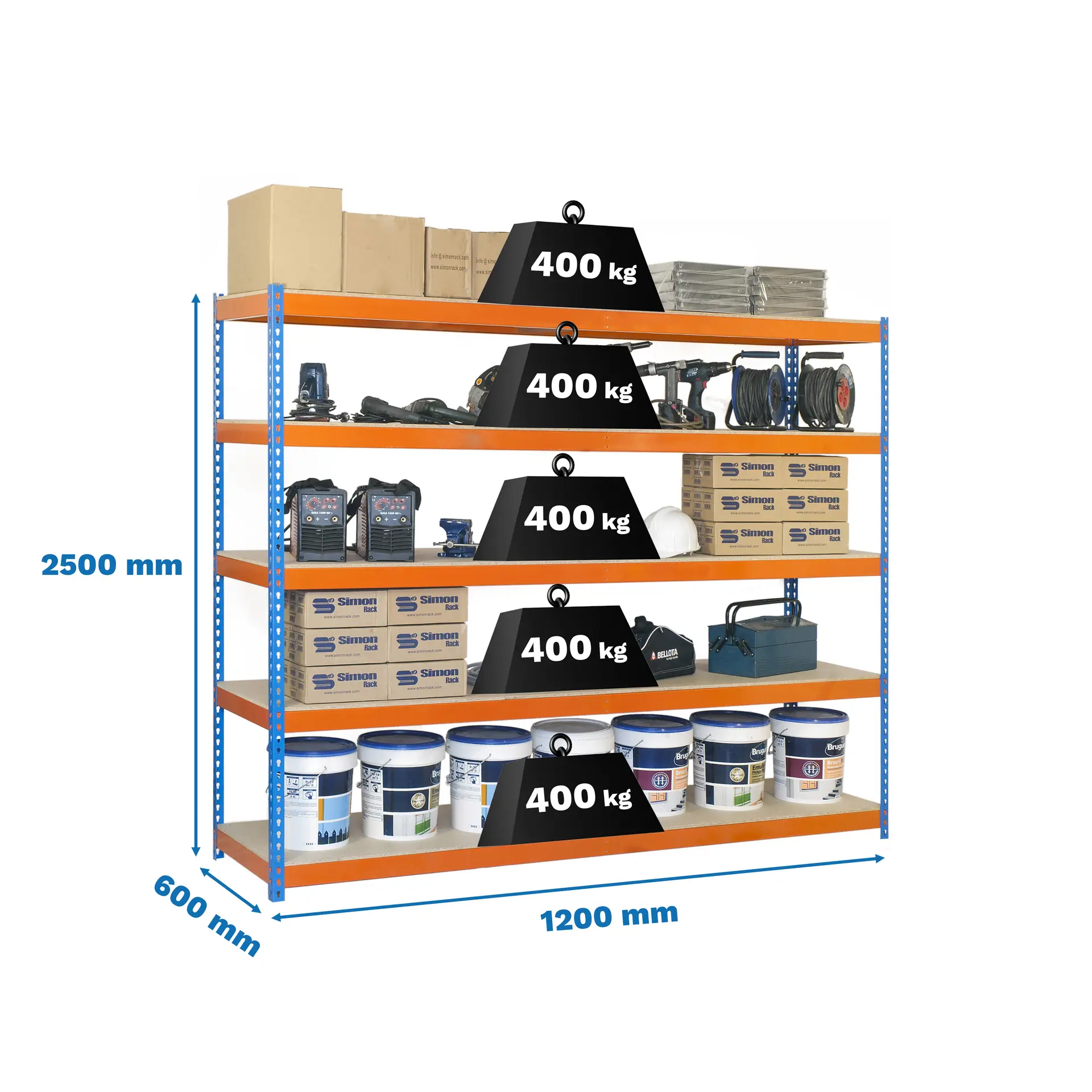 ECOFORTE 1206-5 CHIPBOARD 2500 AZ/NAR/MAD - Industriële stellingkast