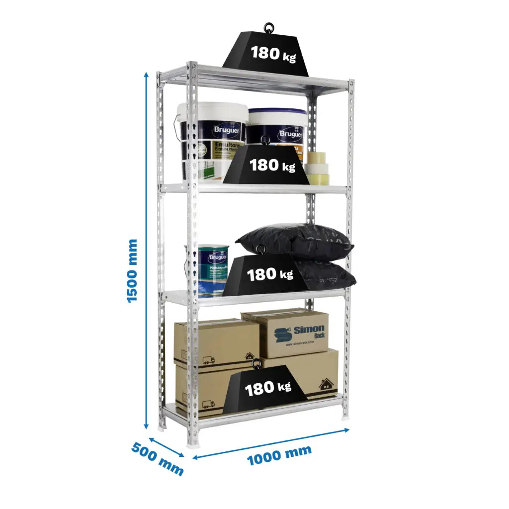 SIMONCLICK PLUS 4/500 1500 GEGALVANISEERD - Metalen stellingkast
