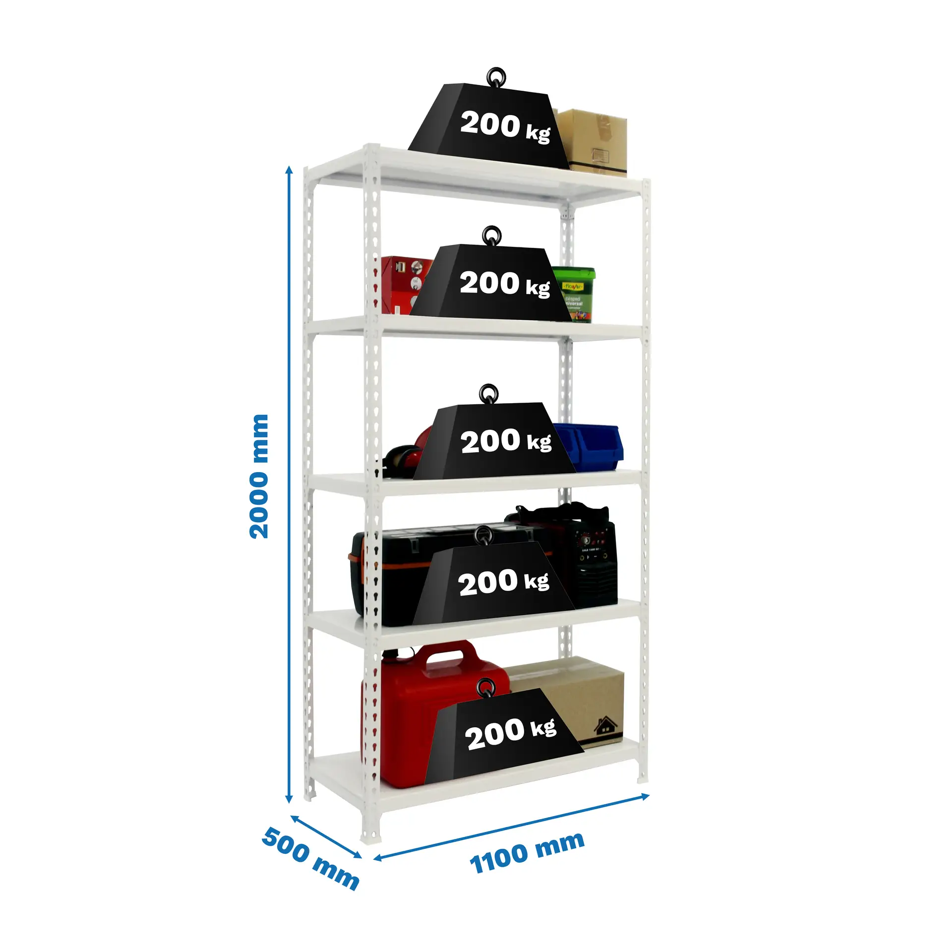 SIMONCLICK SUPERPLUS 5/500 WIT/WIT - Metalen stellingkast