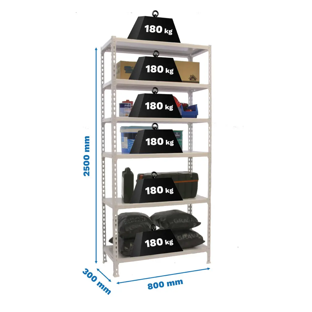 SIMONCLICK MINI 6/300 WIT/WIT - Metalen stellingkast