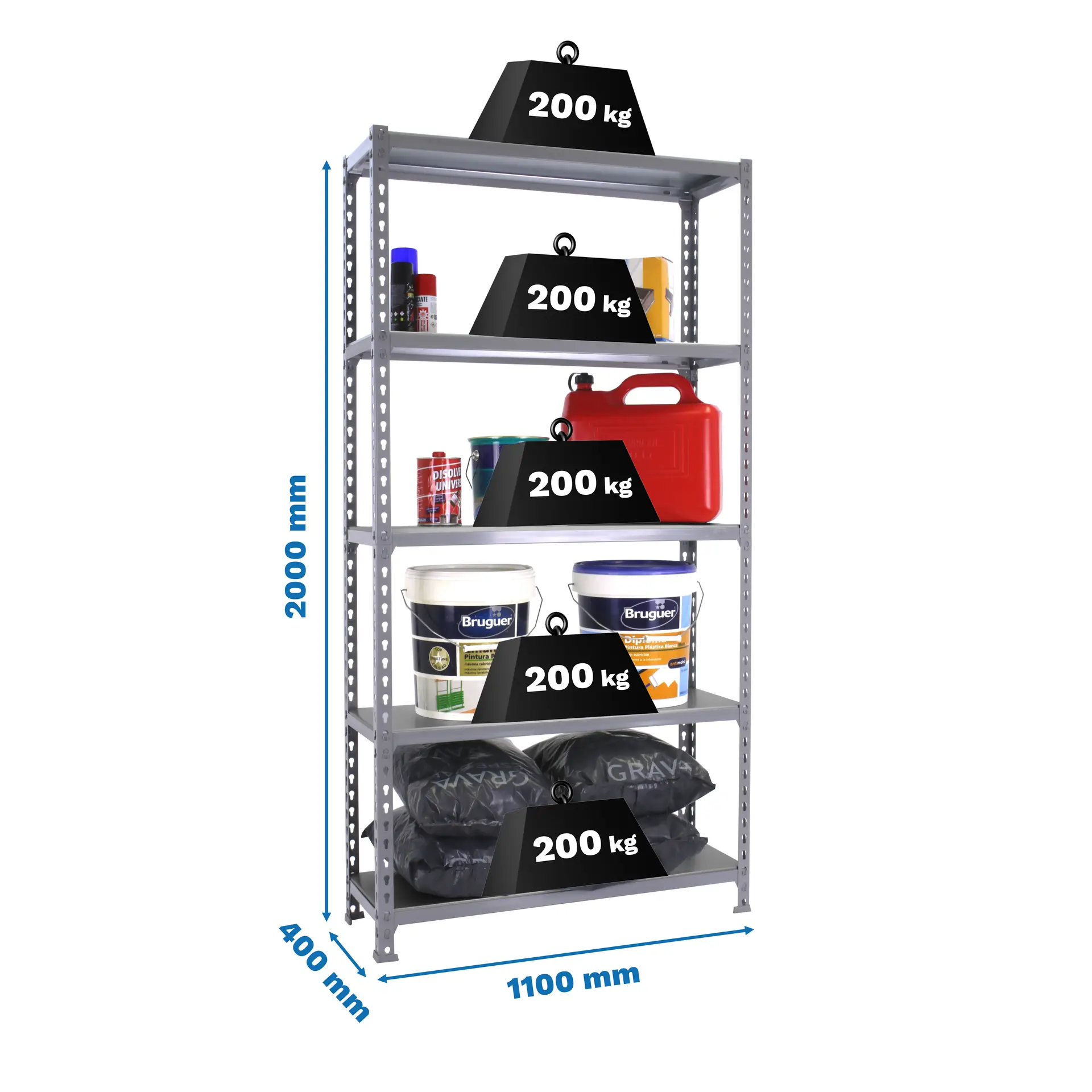 SIMONCLICK SUPERPLUS 5/400 GRIJS/GRIJS - Metalen stellingkast