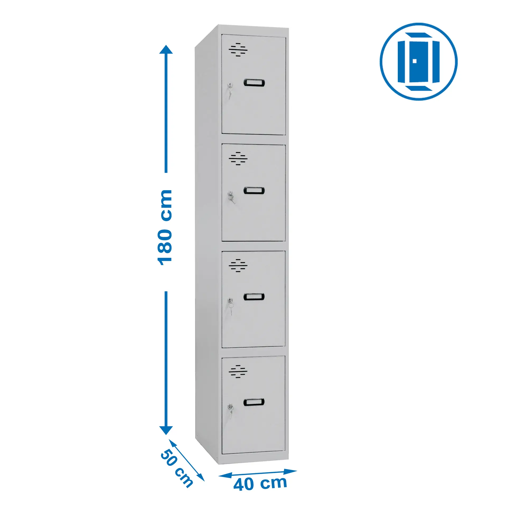 SIMONLOCKER PROF.DISM.4 PUERTA 1/4 400 IN GRIJS - Metalen lockerkast