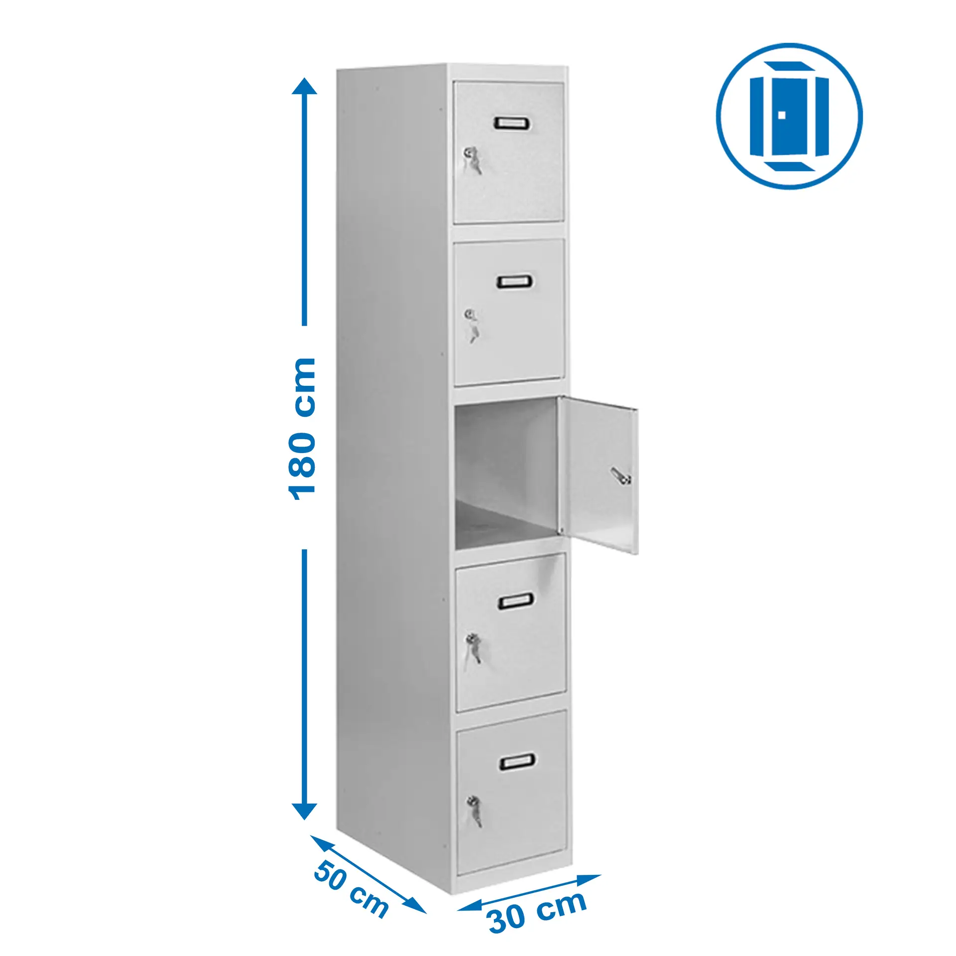 SIMONLOCKER PROF.DISM.5 PUERTA 1/5 300 IN GRIJS - Metalen lockerkast