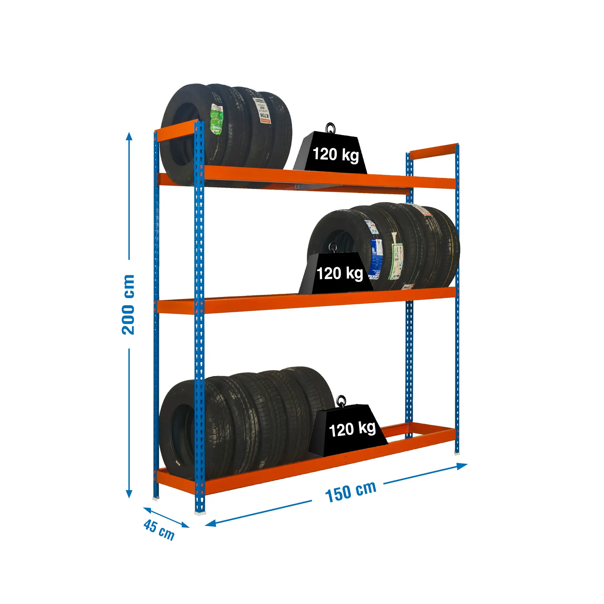 AUTOFORTE 1504-3 BLAUW/ORANJE - Bandenrek