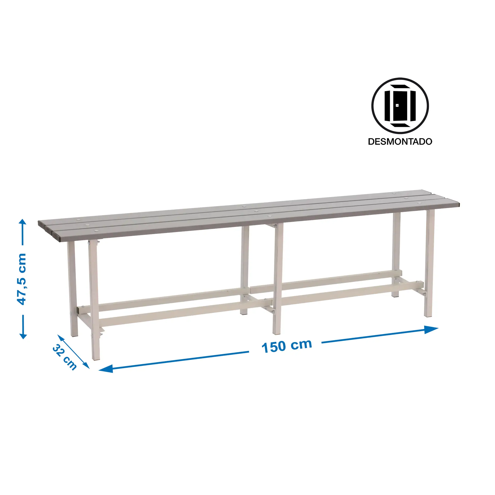 SIMONBENCH DESMONTADO METAL 1500 MM - Kleedkamerbank