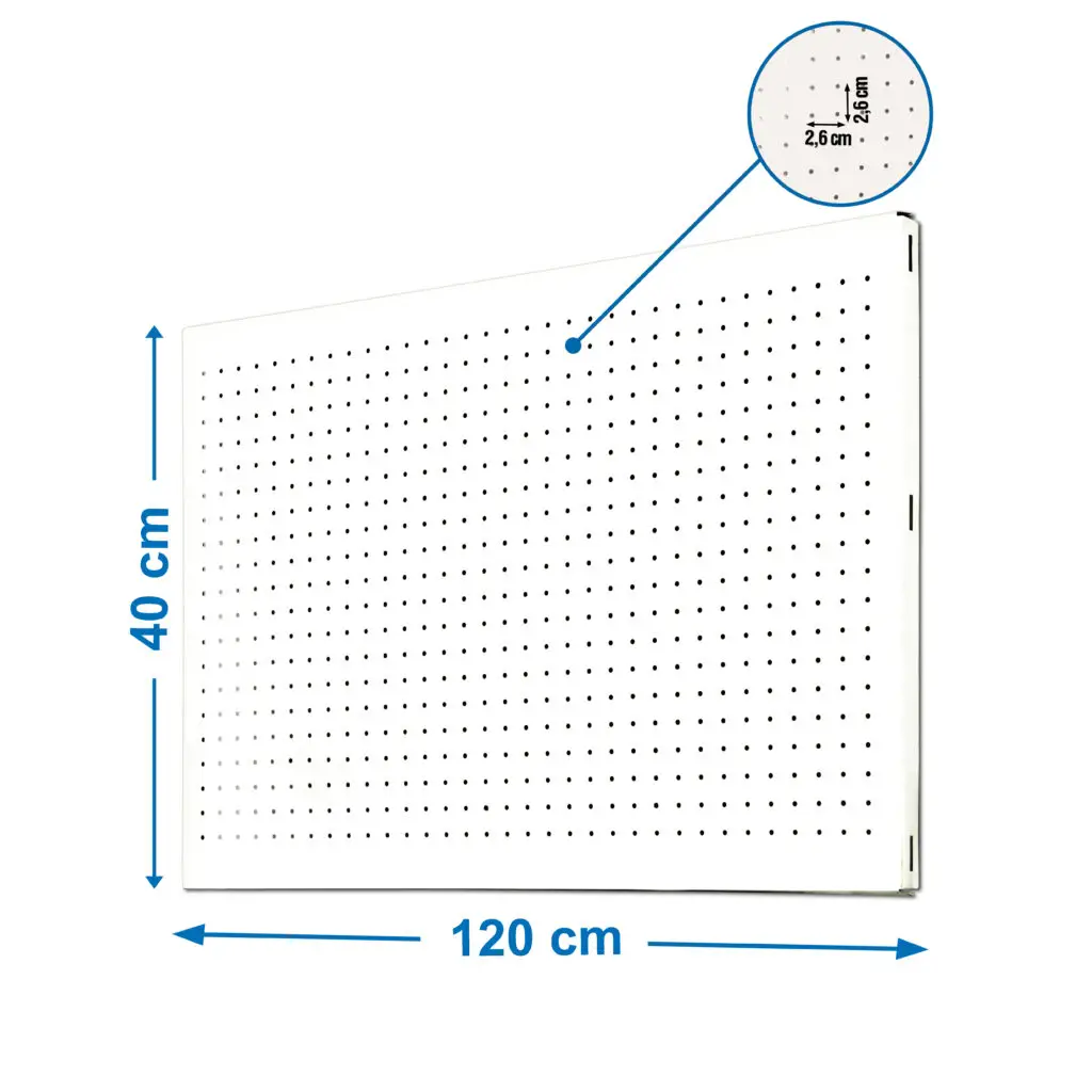 PANEL PERFORADO 1200X400MM WIT - Metalen gereedschapswand
