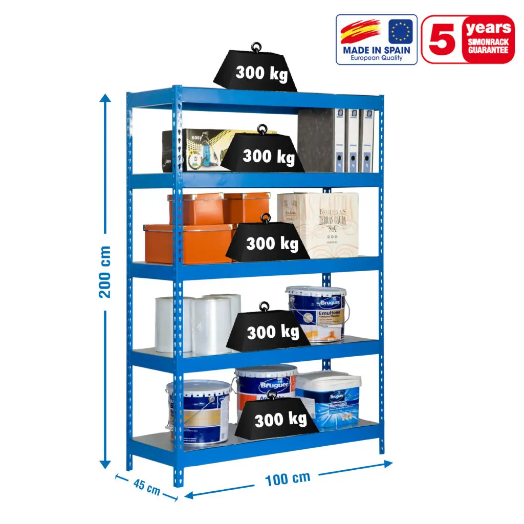 BRICOFORTE 1004-5 METAL BLAUW/GEGALVANISEERD - Industriële stellingkast