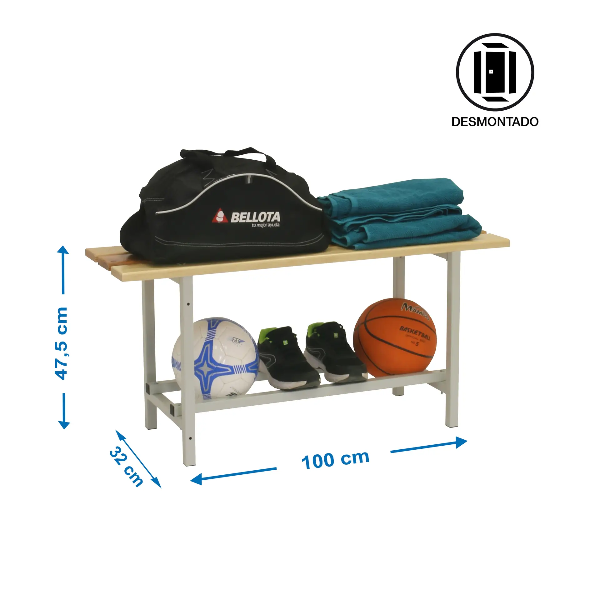 SIMONBENCH DESMONTADO HOUT 1000 MM - Kleedkamerbank