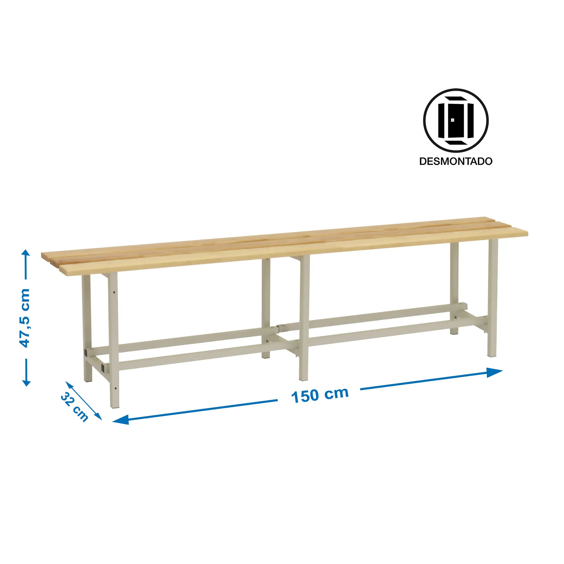 SIMONBENCH DESMONTADO HOUT 1500 MM - Kleedkamerbank