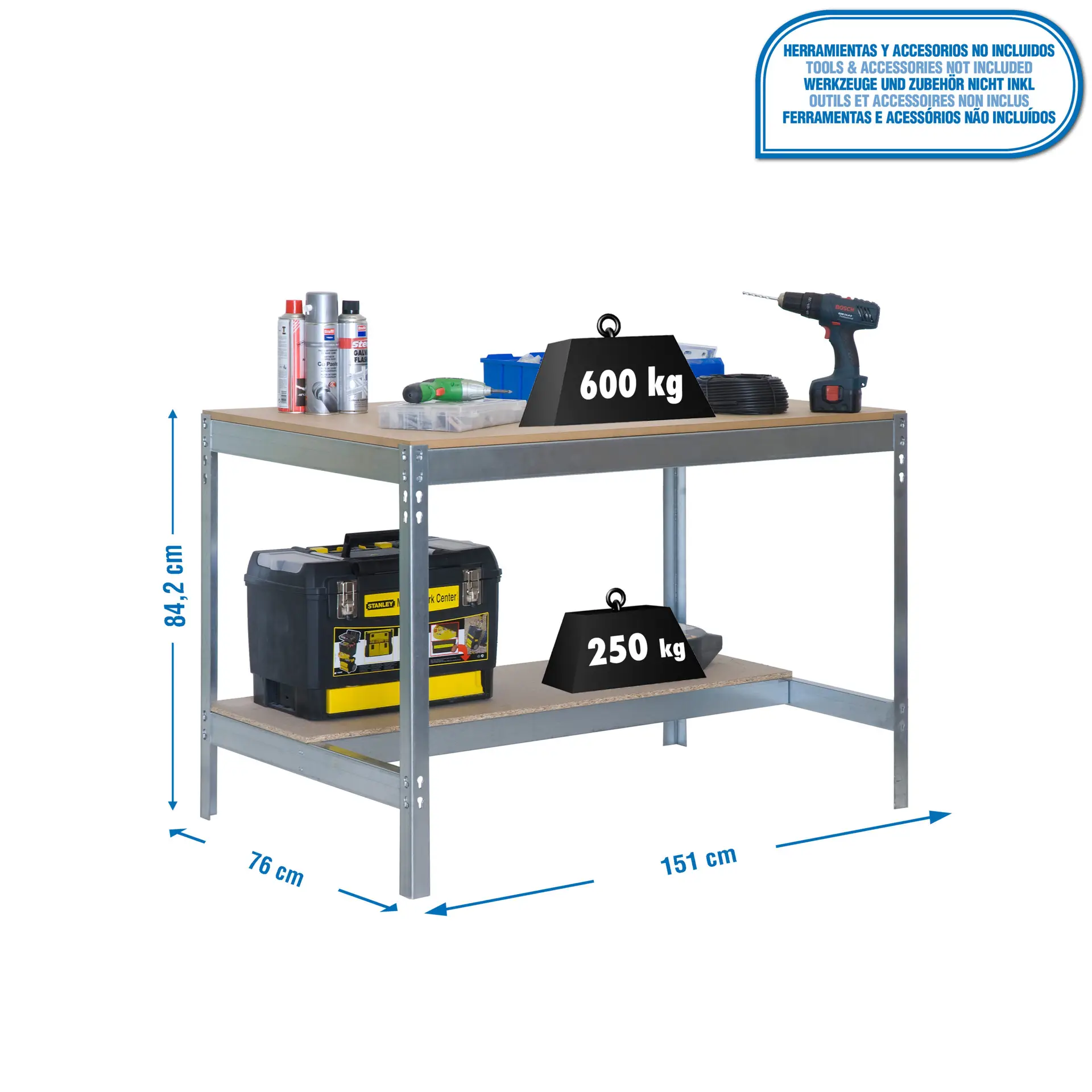 SIMONWORK BT0 1500X750 GEGALVANISEERD/HOUT - Werktafel