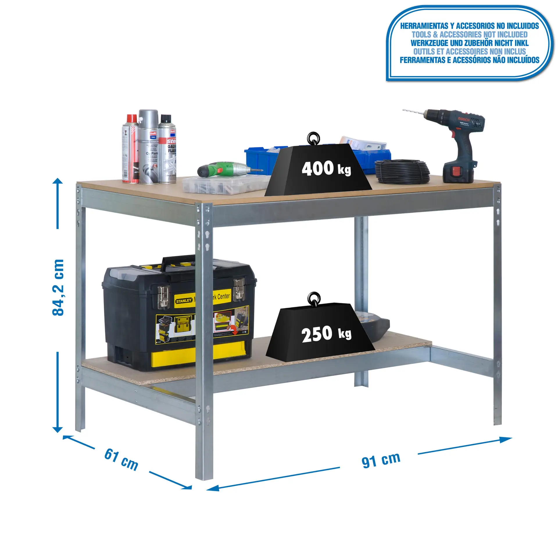 SIMONWORK BT0 900X600 GEGALVANISEERD/HOUT - Werktafel