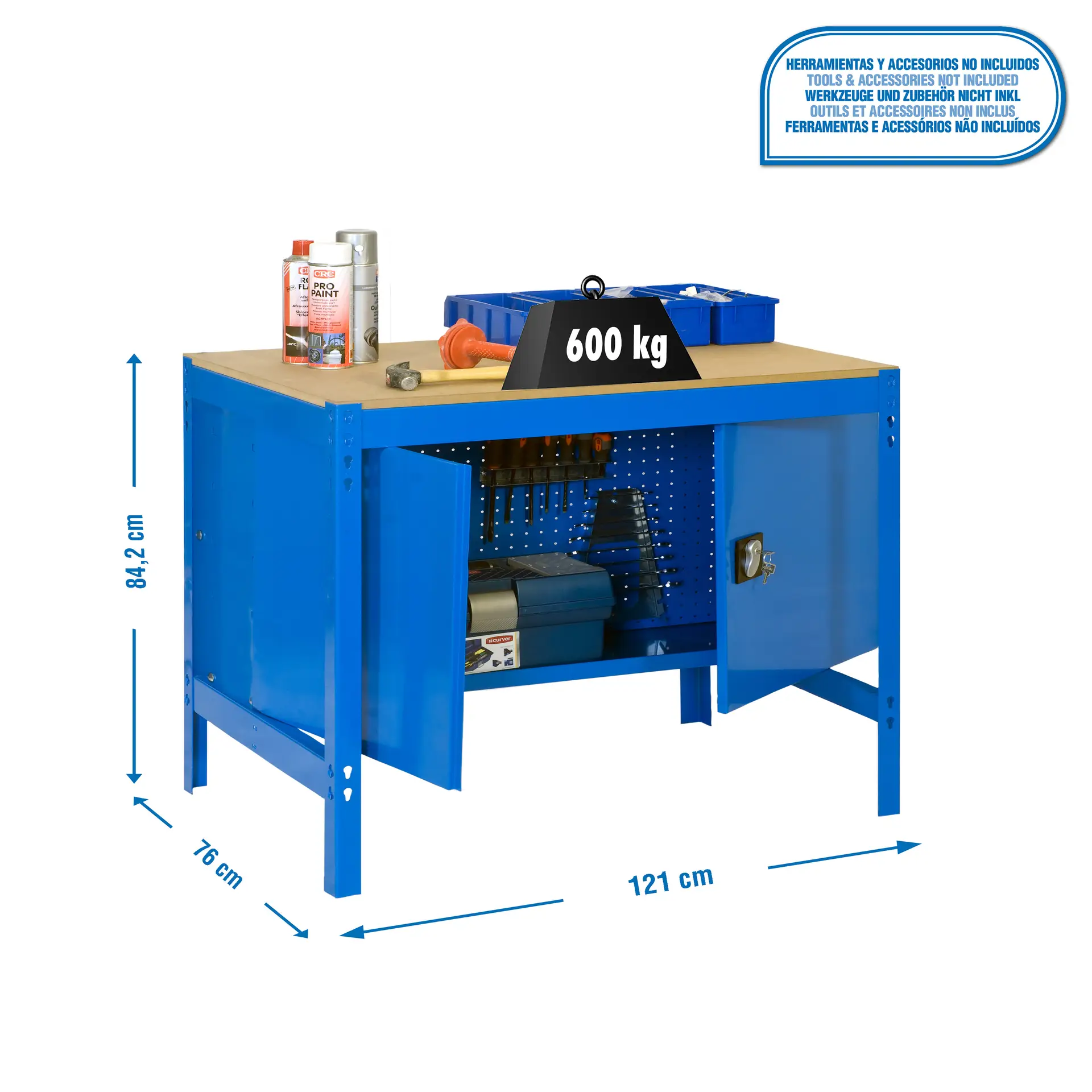 SIMONWORK BT0 CABINET 1200 BLAUW/HOUT - Werktafel