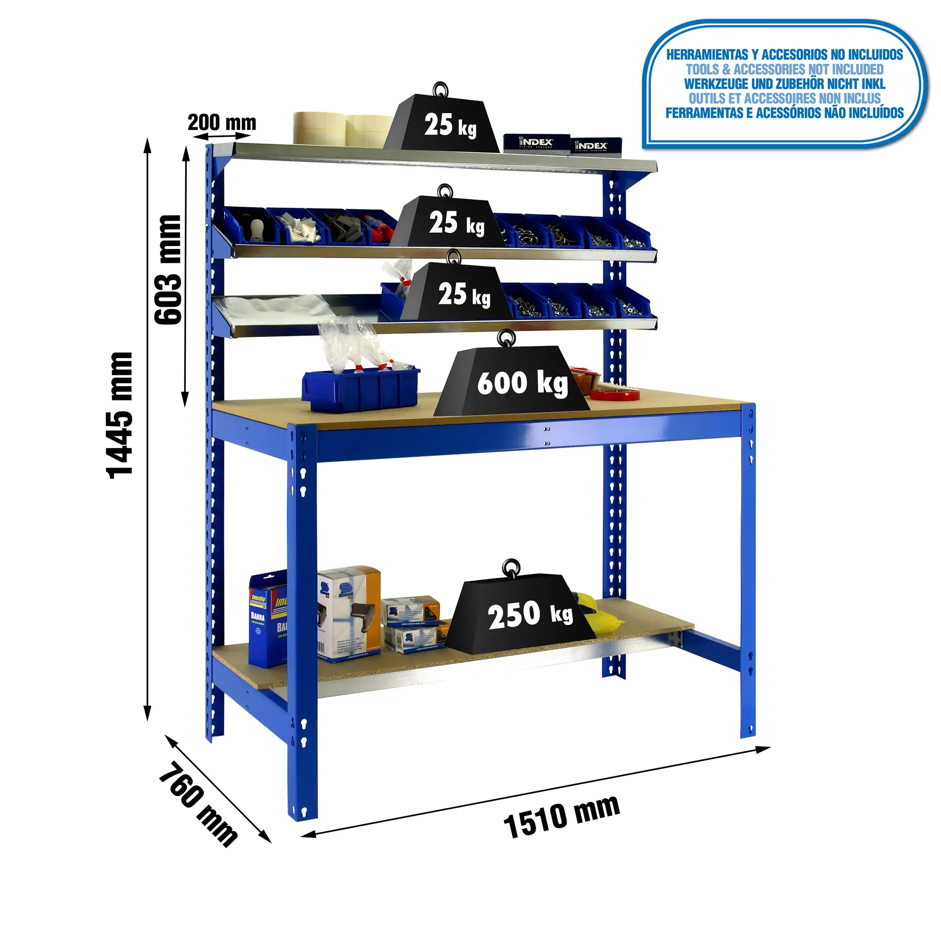 SIMONWORK BT1 1500 BLAUW/HOUT - Werkbank
