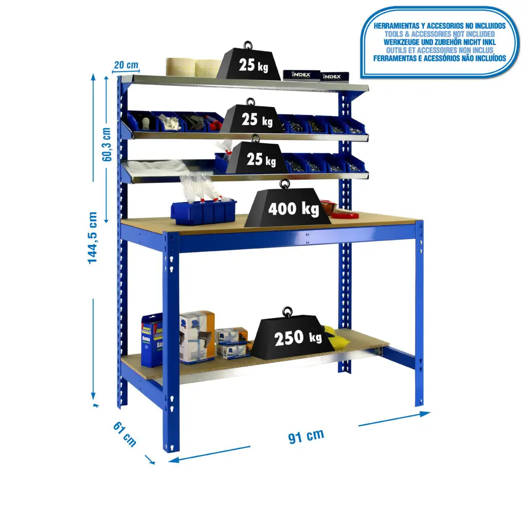 SIMONWORK BT1 900 BLAUW/HOUT - Werkbank