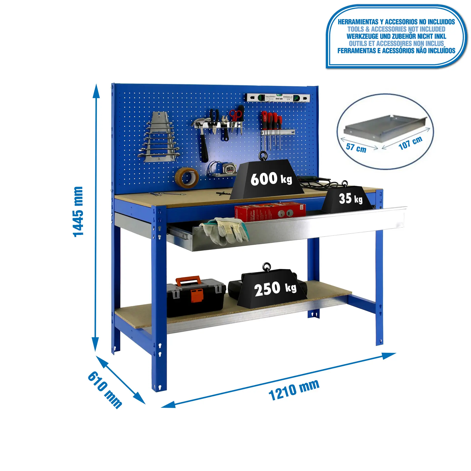 SIMONWORK BT2 BOX 1200 BLAUW/HOUT - Werkbank