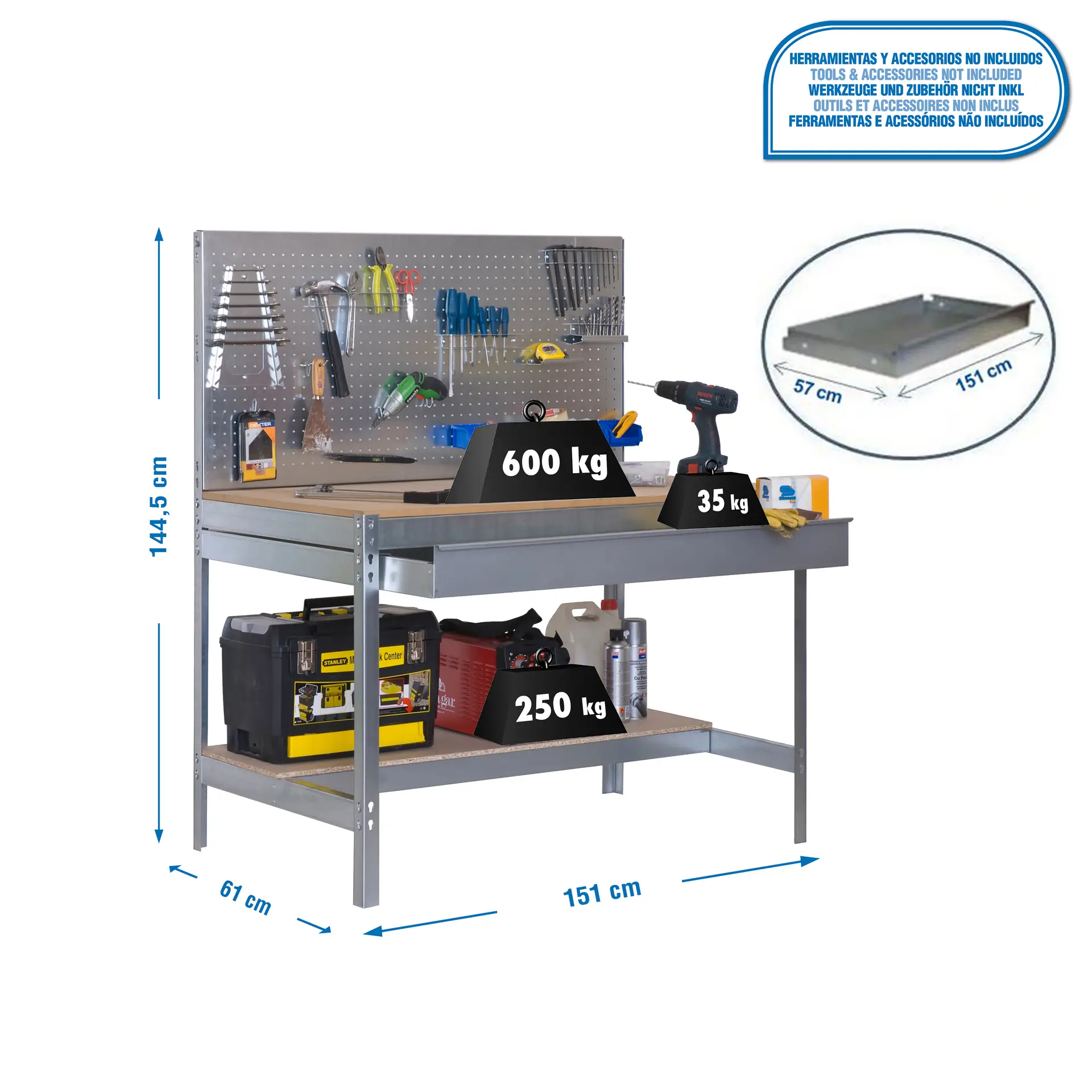 SIMONWORK BT2 BOX 1500 GEGALVANISEERD/HOUT - Werkbank